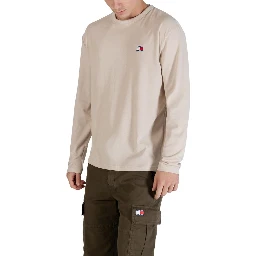 Beige Recycled Cotton Long Sleeve T-Shirt