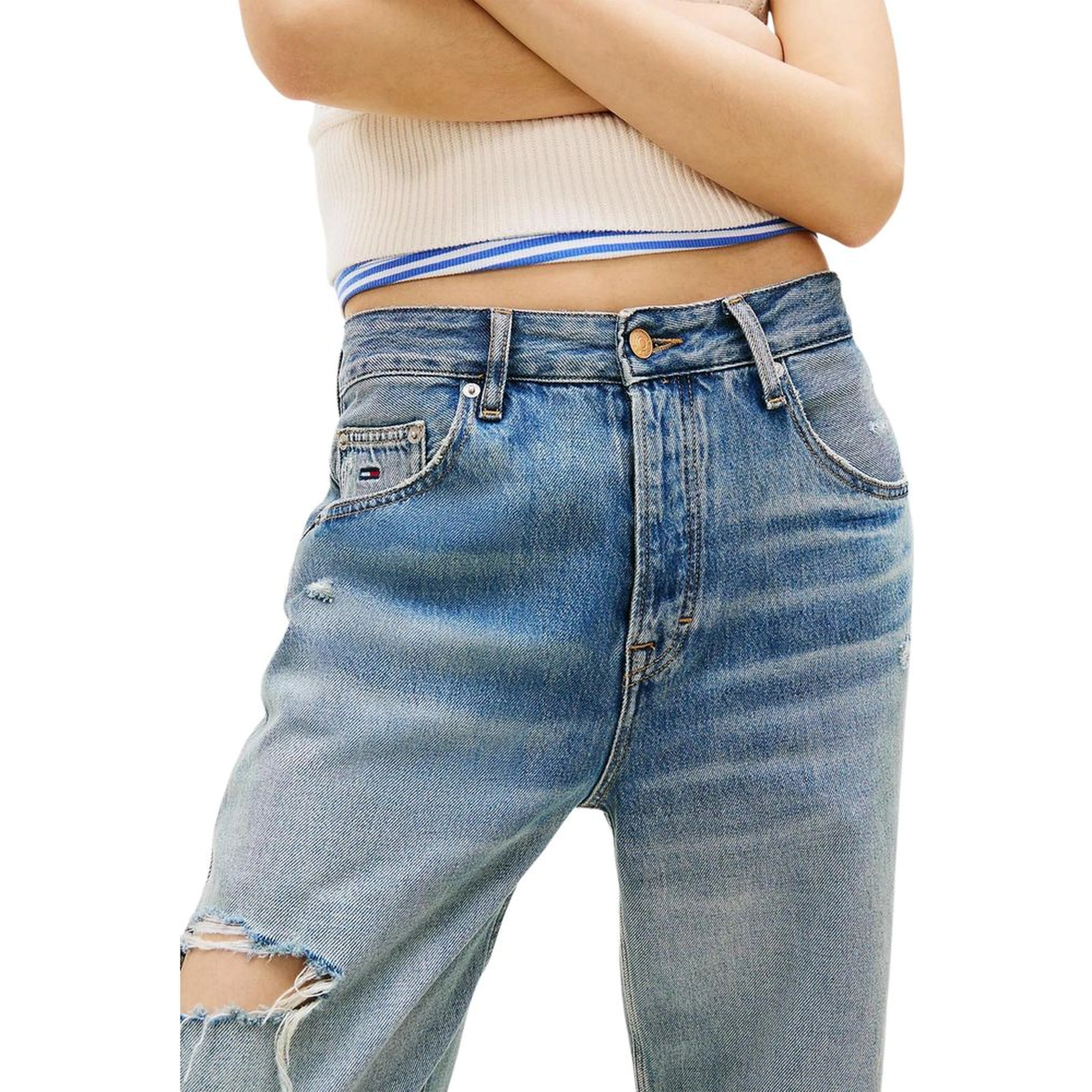 Blue Recycled Cotton Boyfriend Jeans