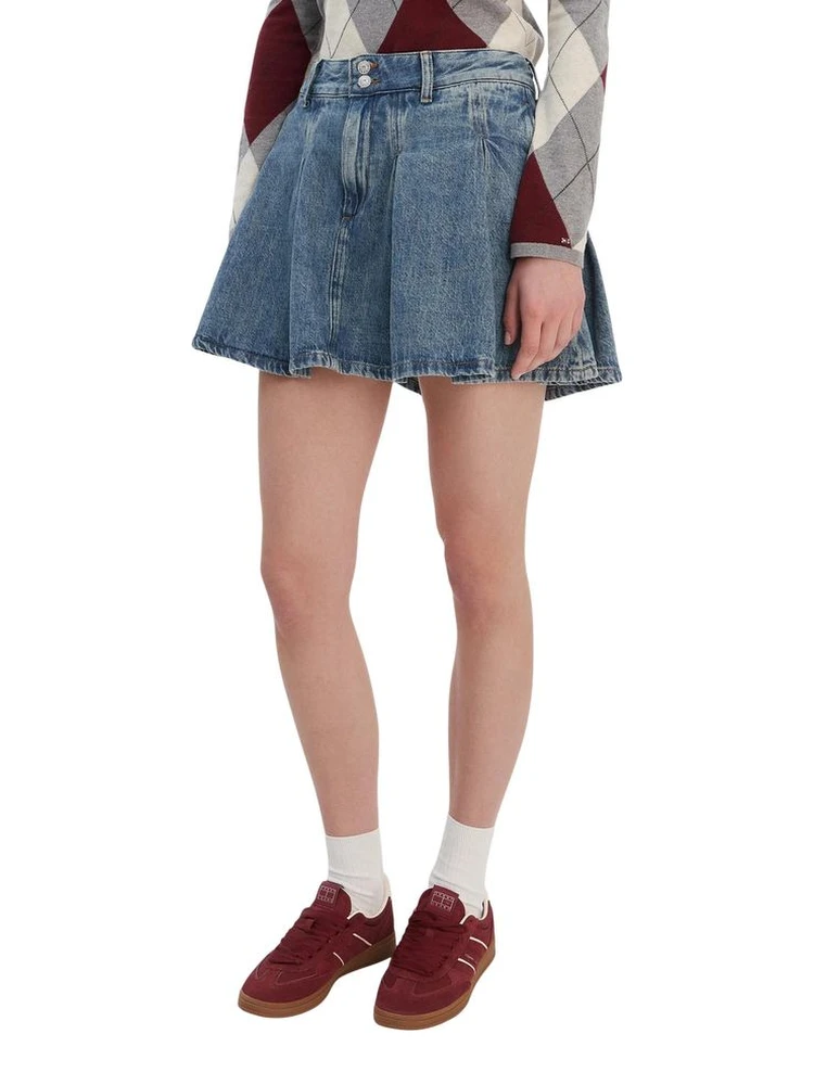 Blue Recycled Cotton Mini Skirt