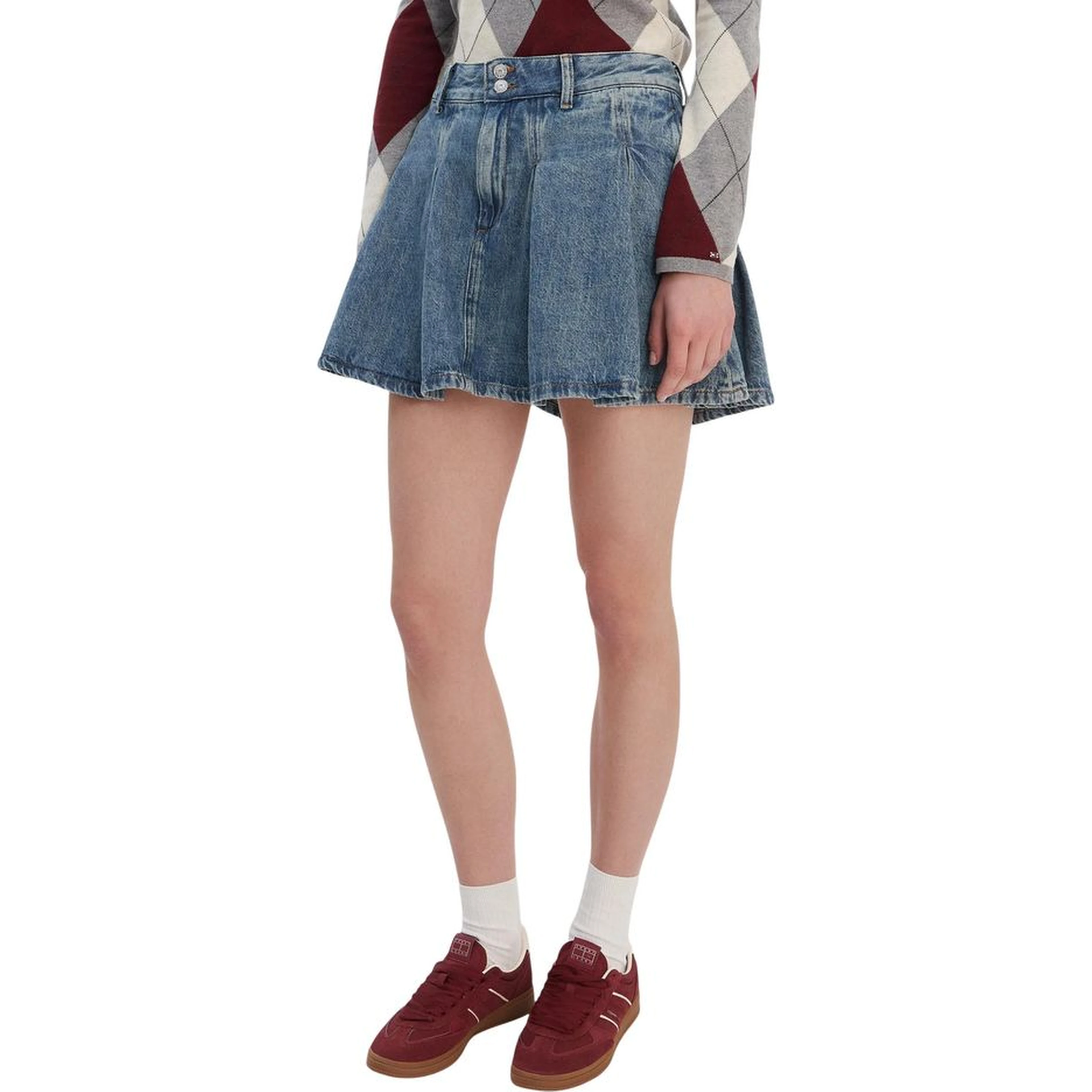 Blue Recycled Cotton Mini Skirt
