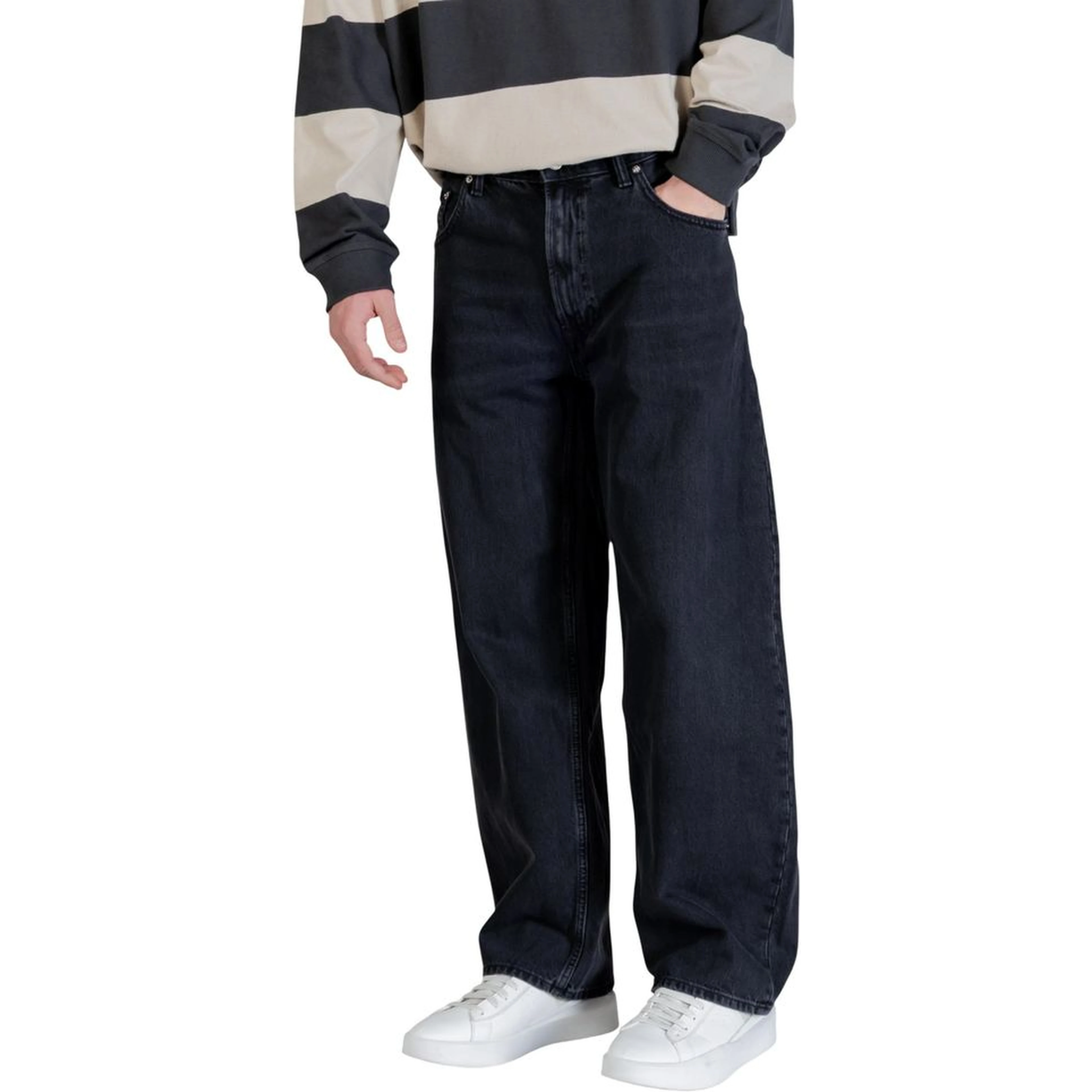 Black Cotton Relaxed Fit Jeans