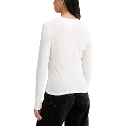 Cream Recycled Cotton Long Sleeve T-Shirt