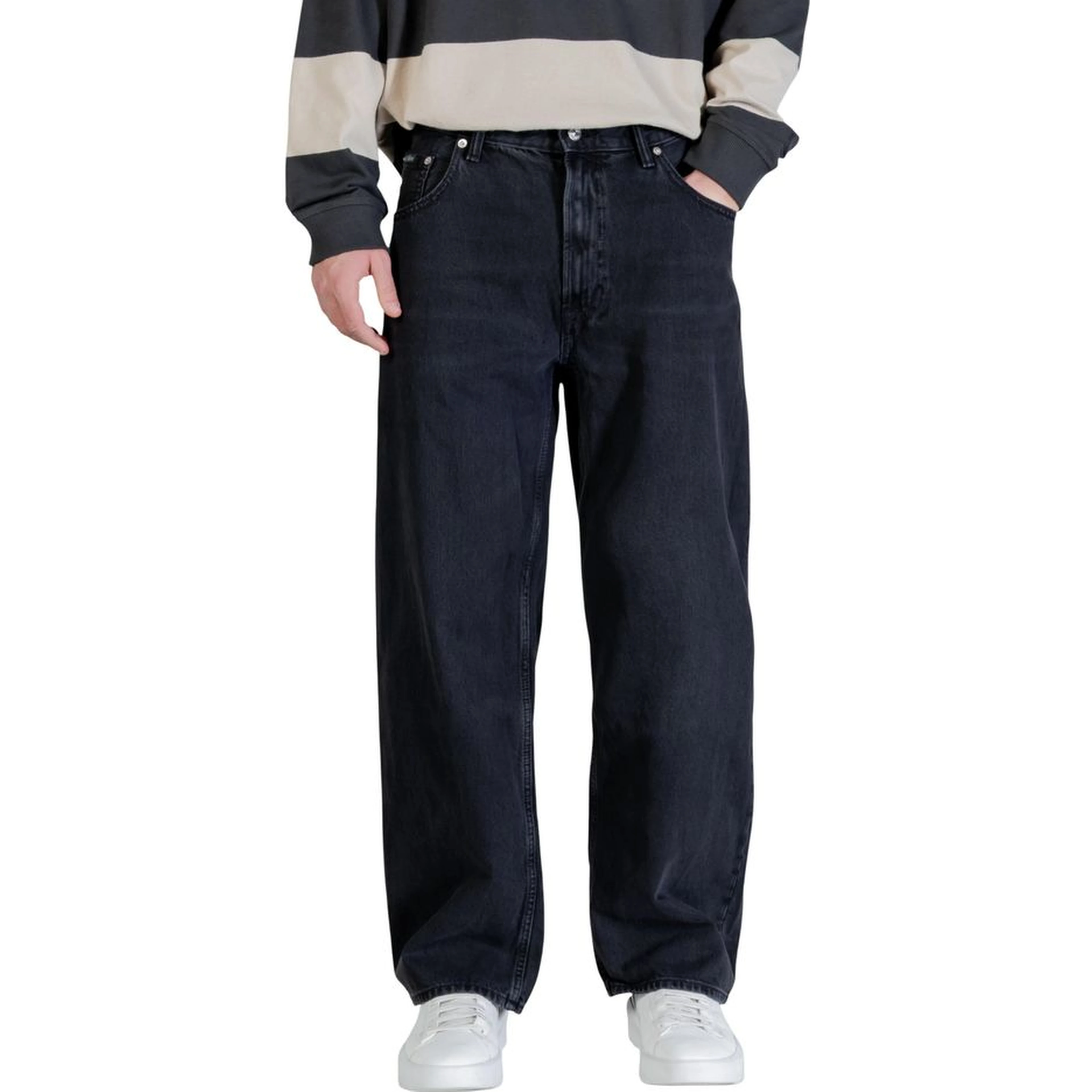 Black Cotton Relaxed Fit Jeans