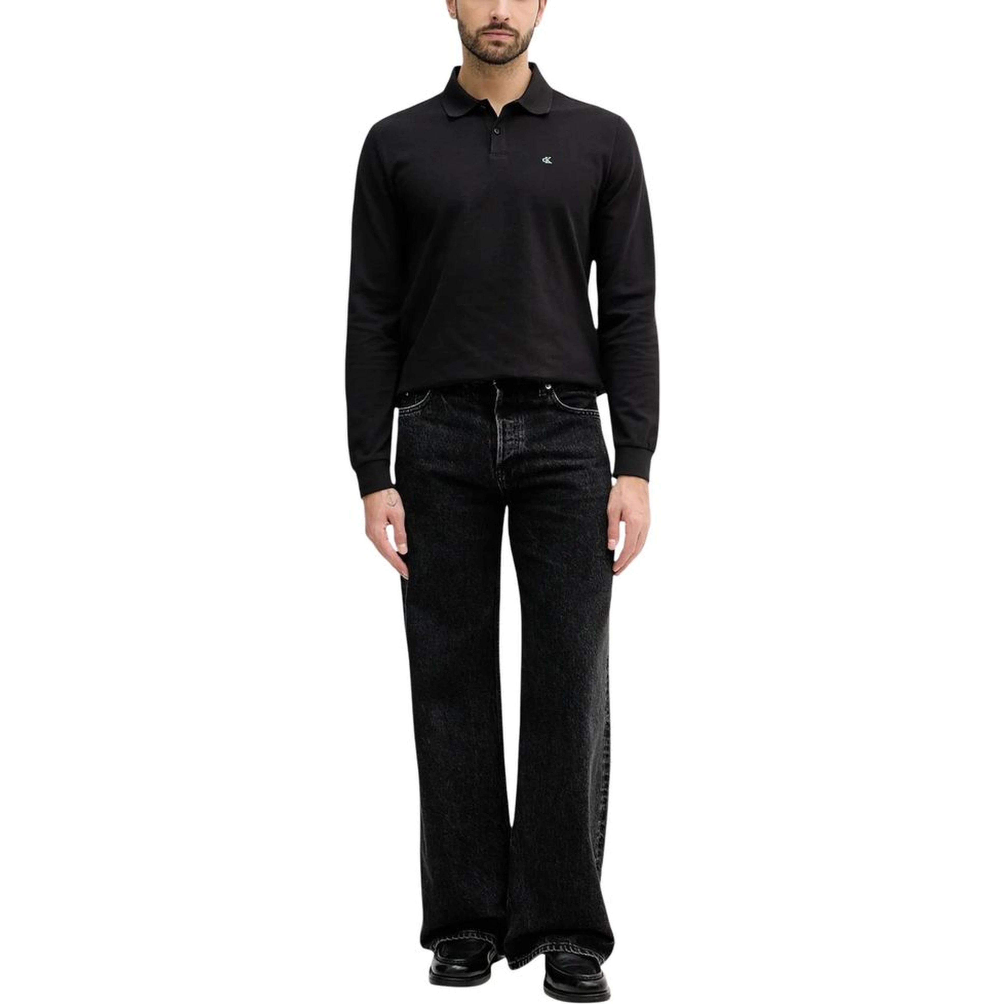 Black Cotton Long Sleeve T-Shirt