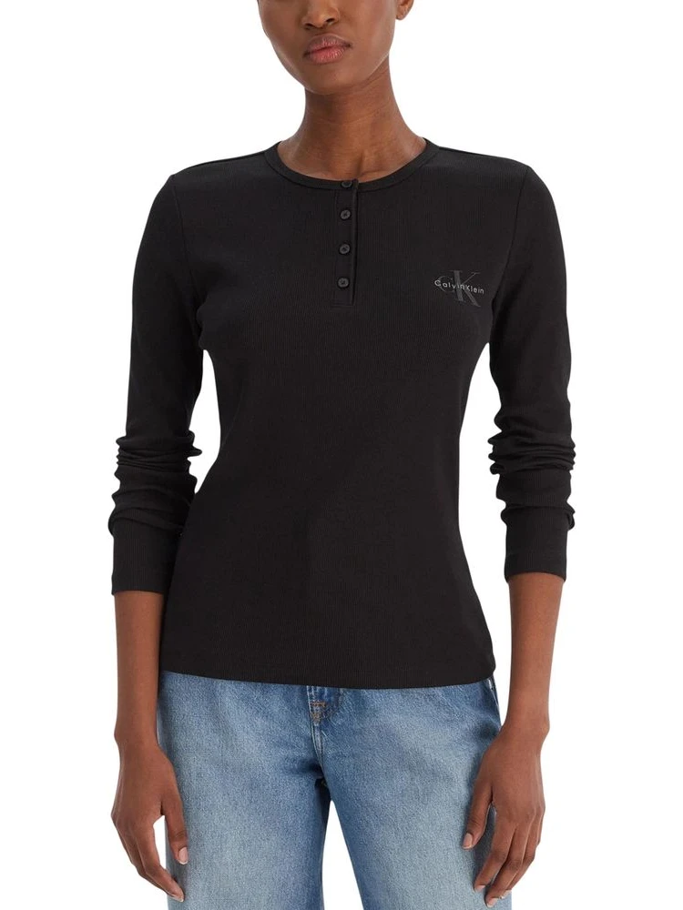 Black Cotton Long Sleeve T-Shirt