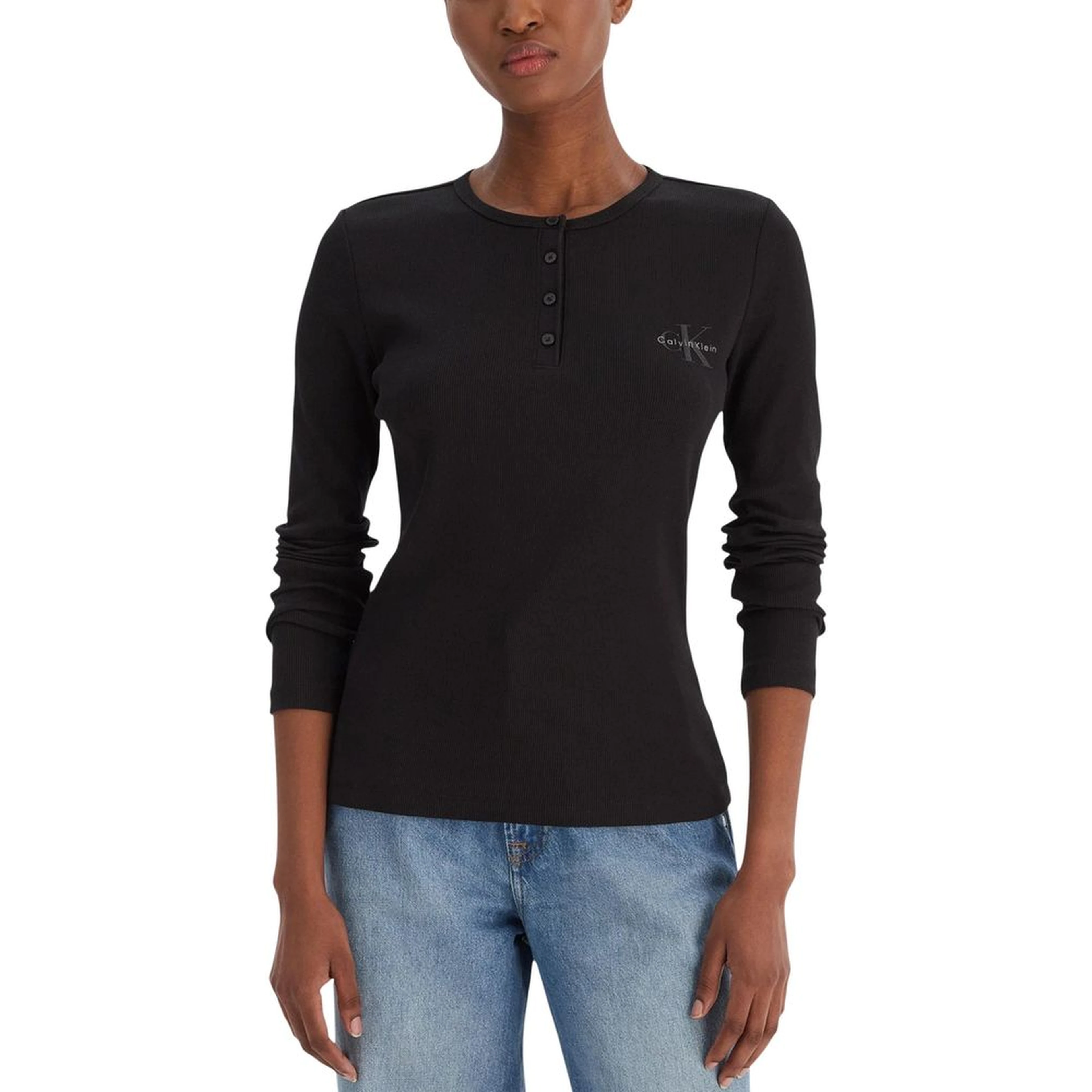 Black Cotton Long Sleeve T-Shirt