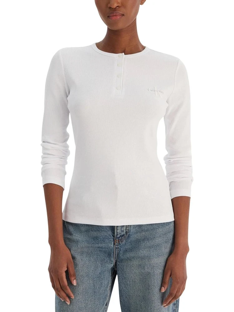 White Cotton Long Sleeve T-Shirt