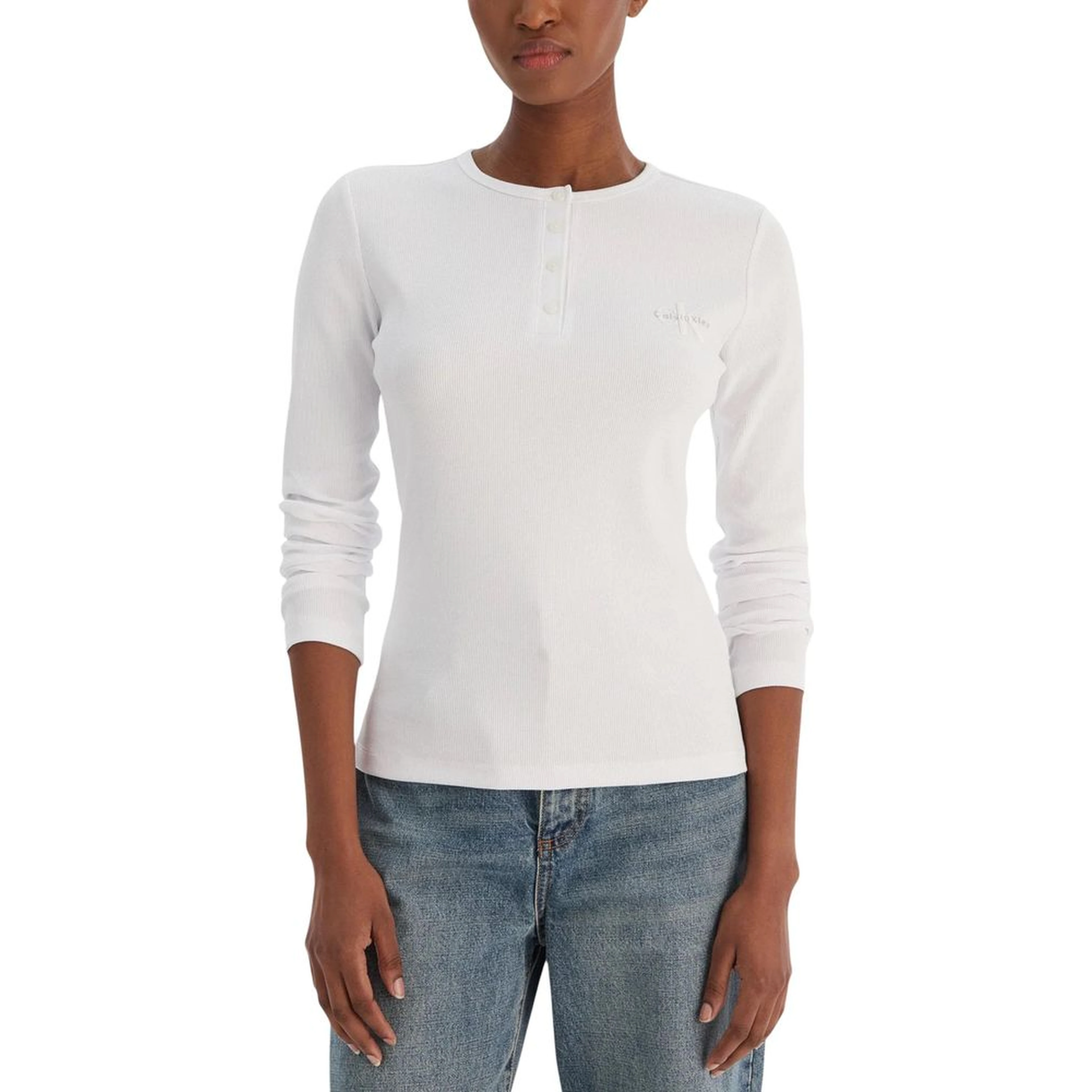 White Cotton Long Sleeve T-Shirt
