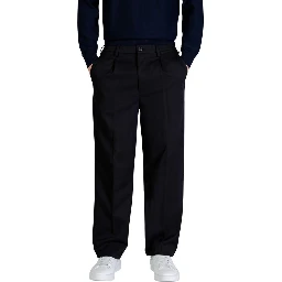 Black Recycled Polyester Casual Pants