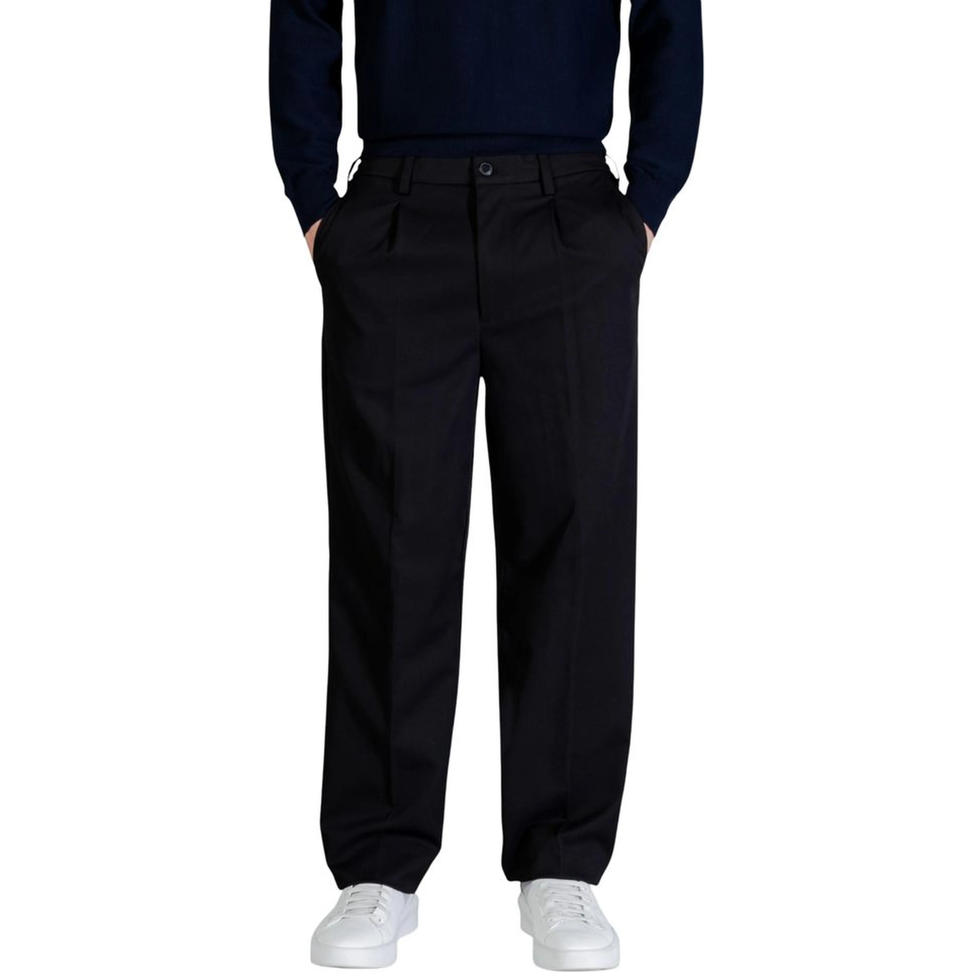 Black Recycled Polyester Casual Pants