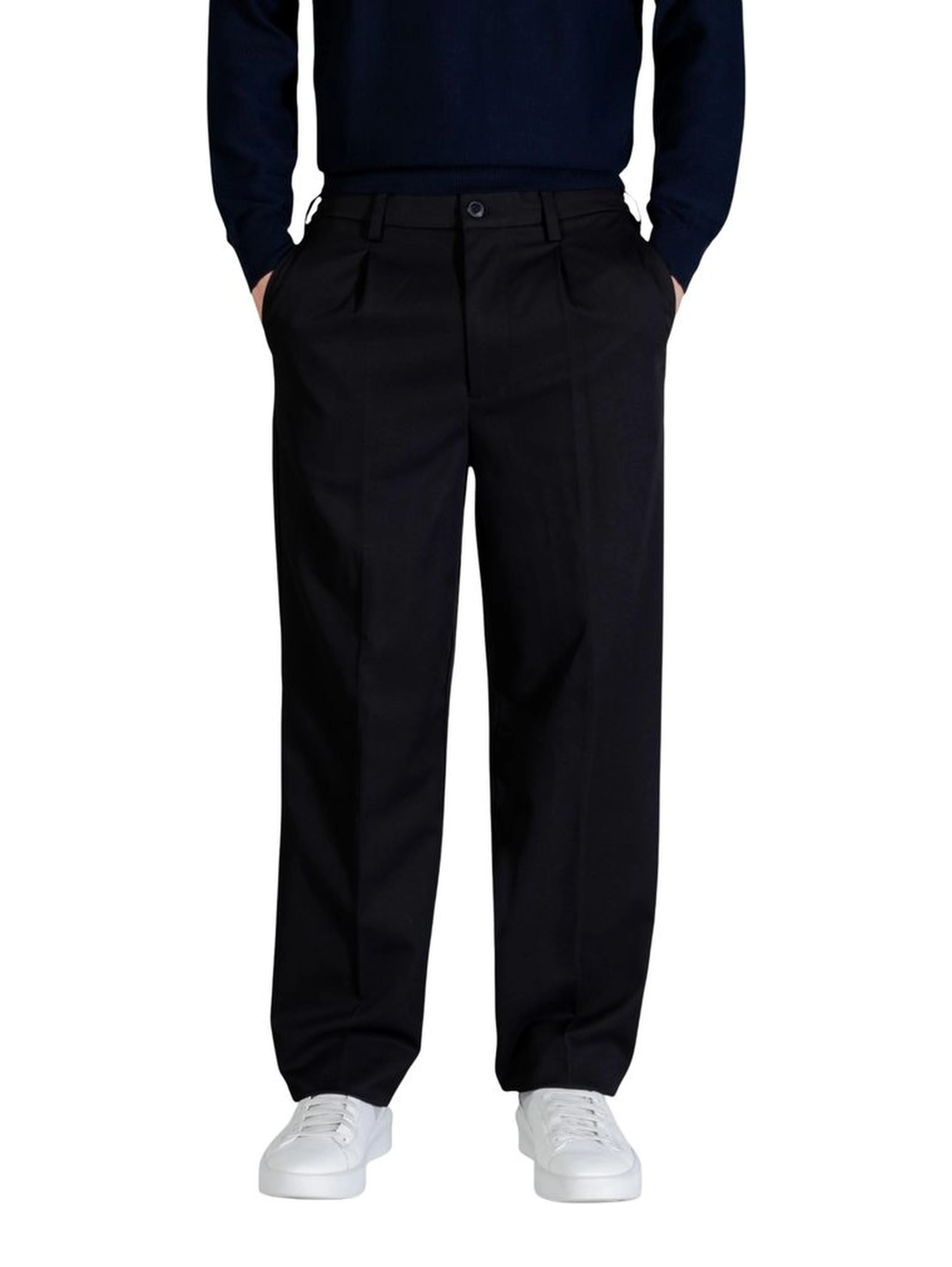 Black Recycled Polyester Casual Pants