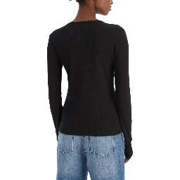 Black Cotton Long Sleeve T-Shirt