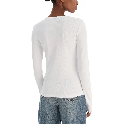White Cotton Long Sleeve T-Shirt
