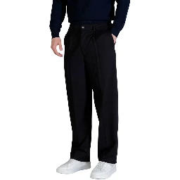 Black Recycled Polyester Casual Pants