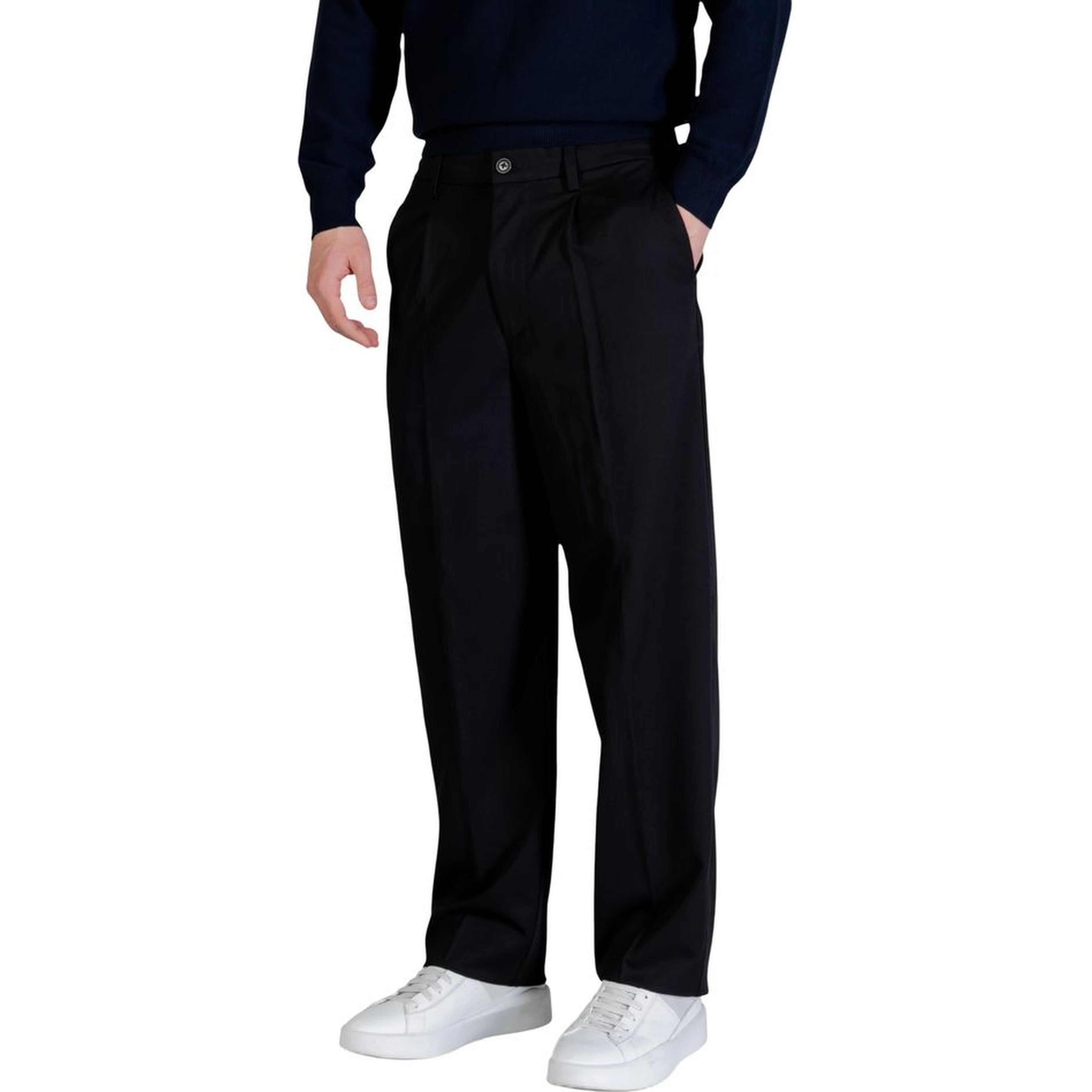 Black Recycled Polyester Casual Pants