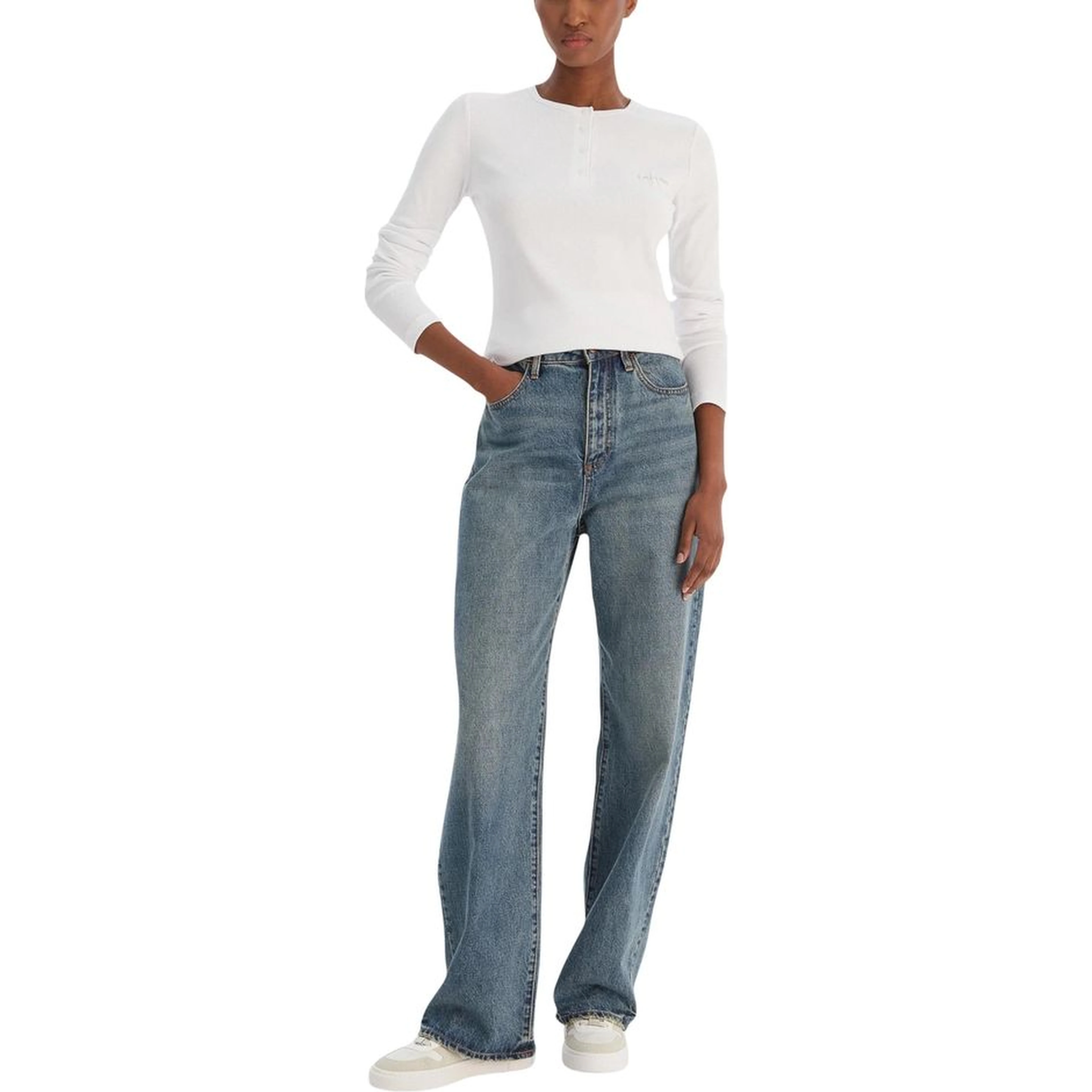 White Cotton Long Sleeve T-Shirt