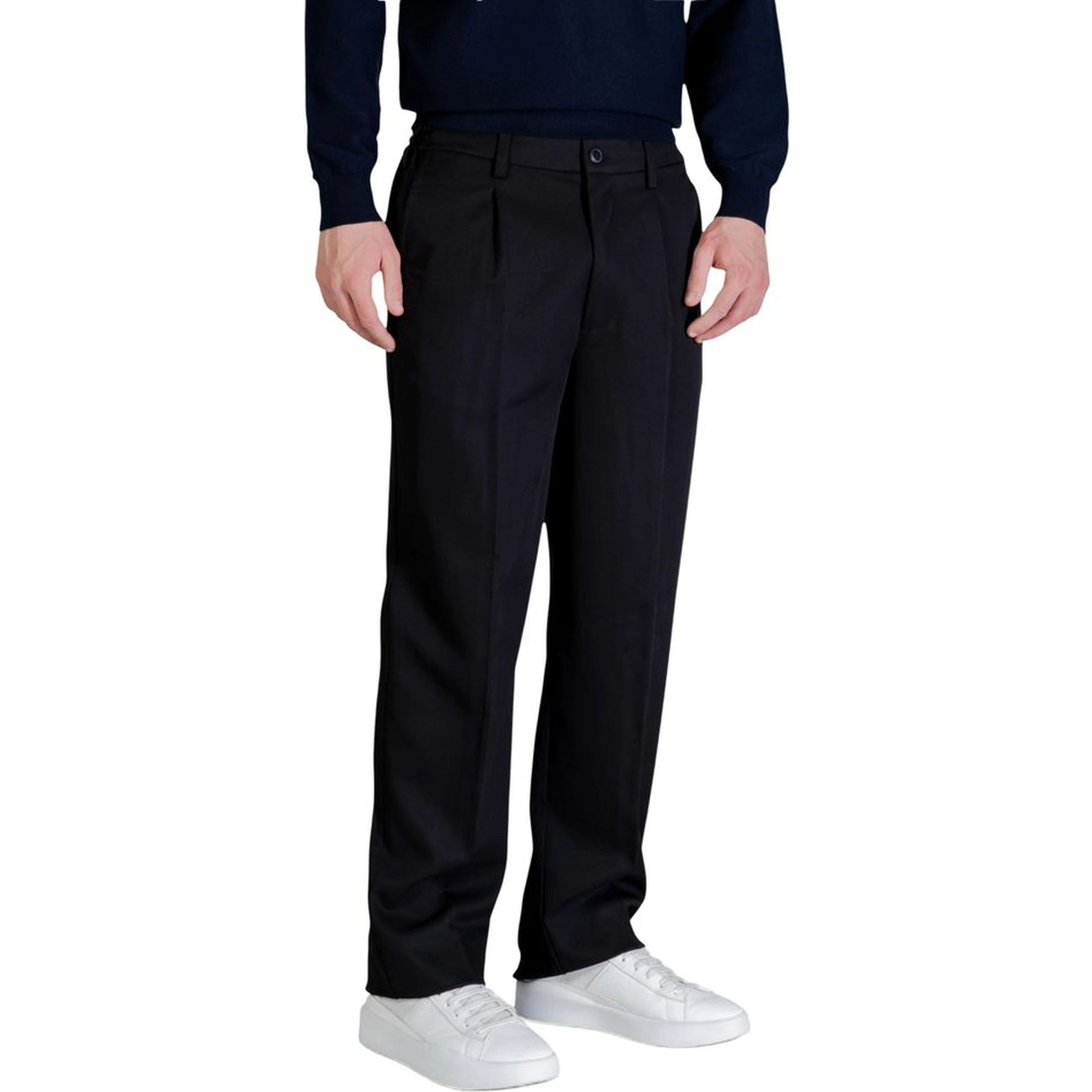 Black Recycled Polyester Casual Pants