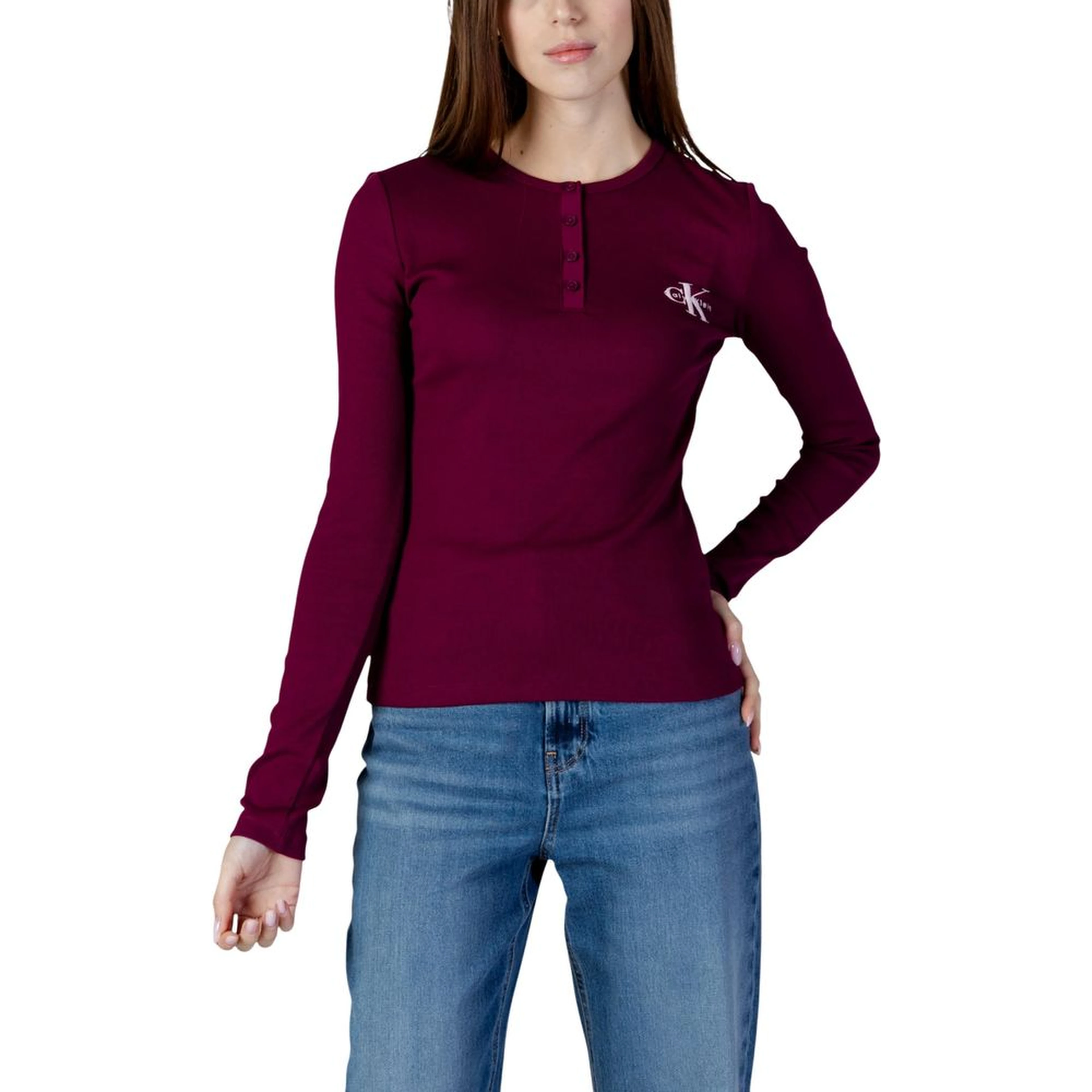 Bordeaux Cotton Long Sleeve T-Shirt