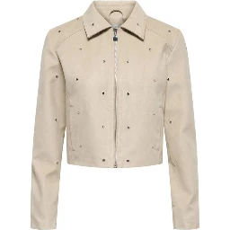 Beige Polyester Leather Jacket