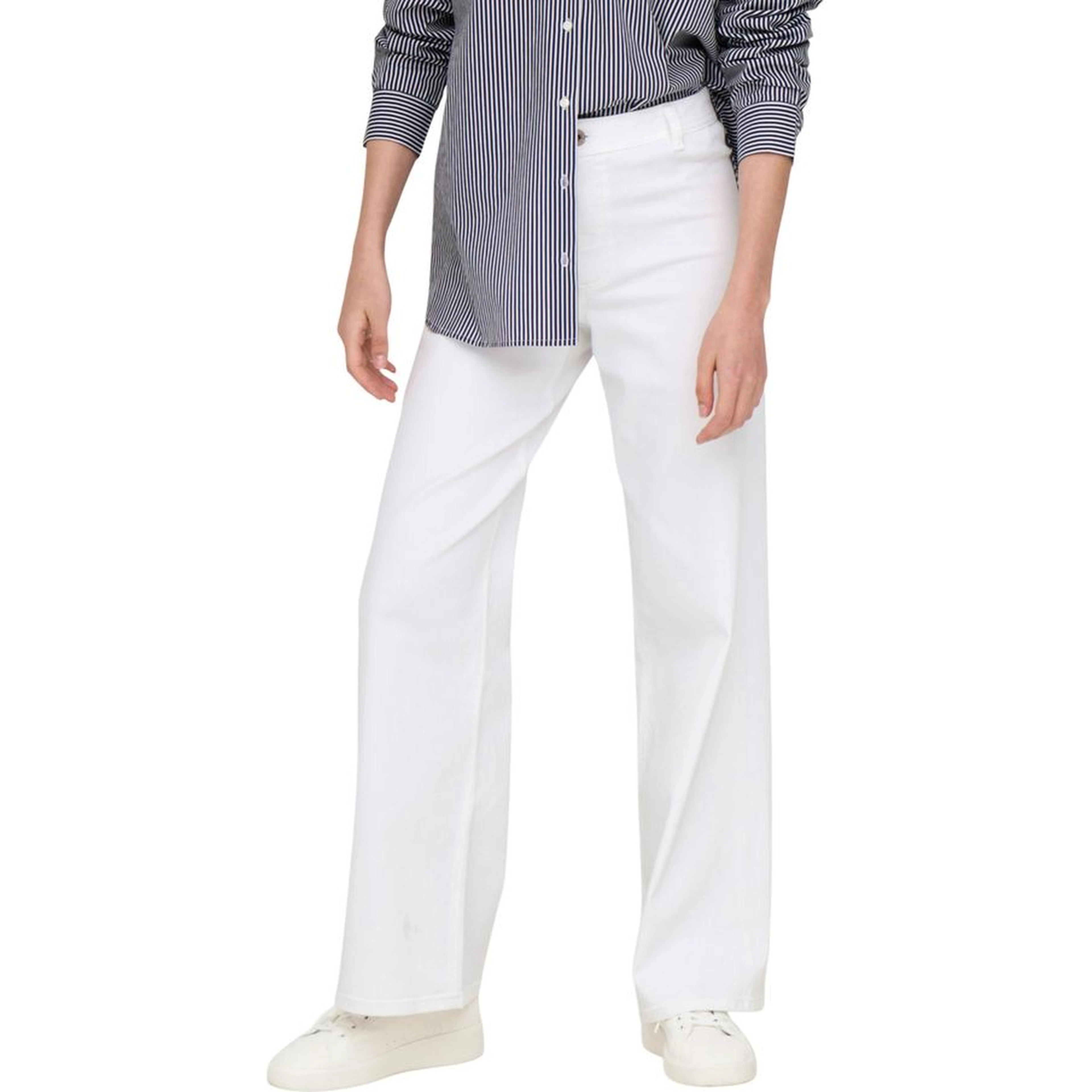 White Cotton Flared Pants
