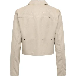 Beige Polyester Leather Jacket
