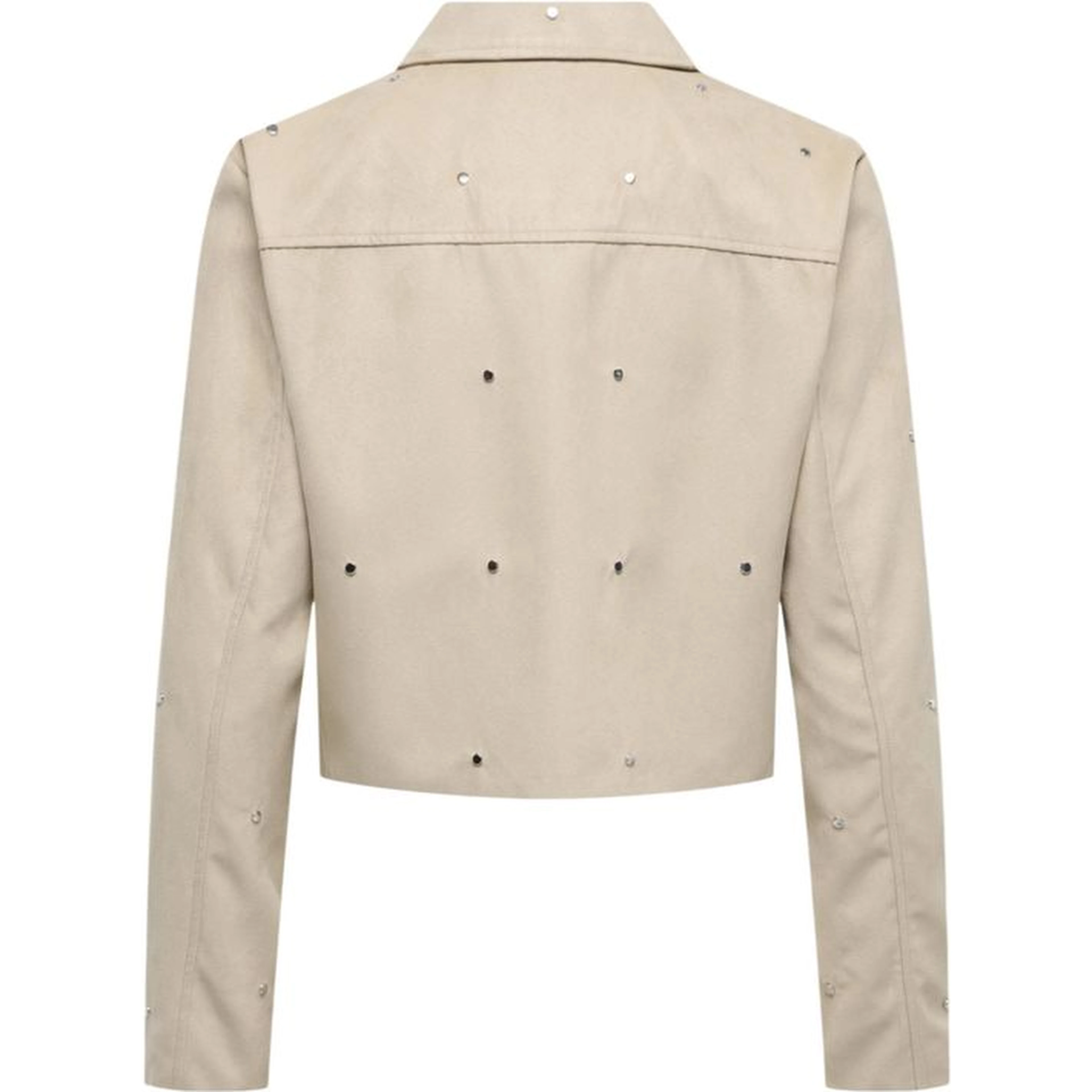 Beige Polyester Leather Jacket