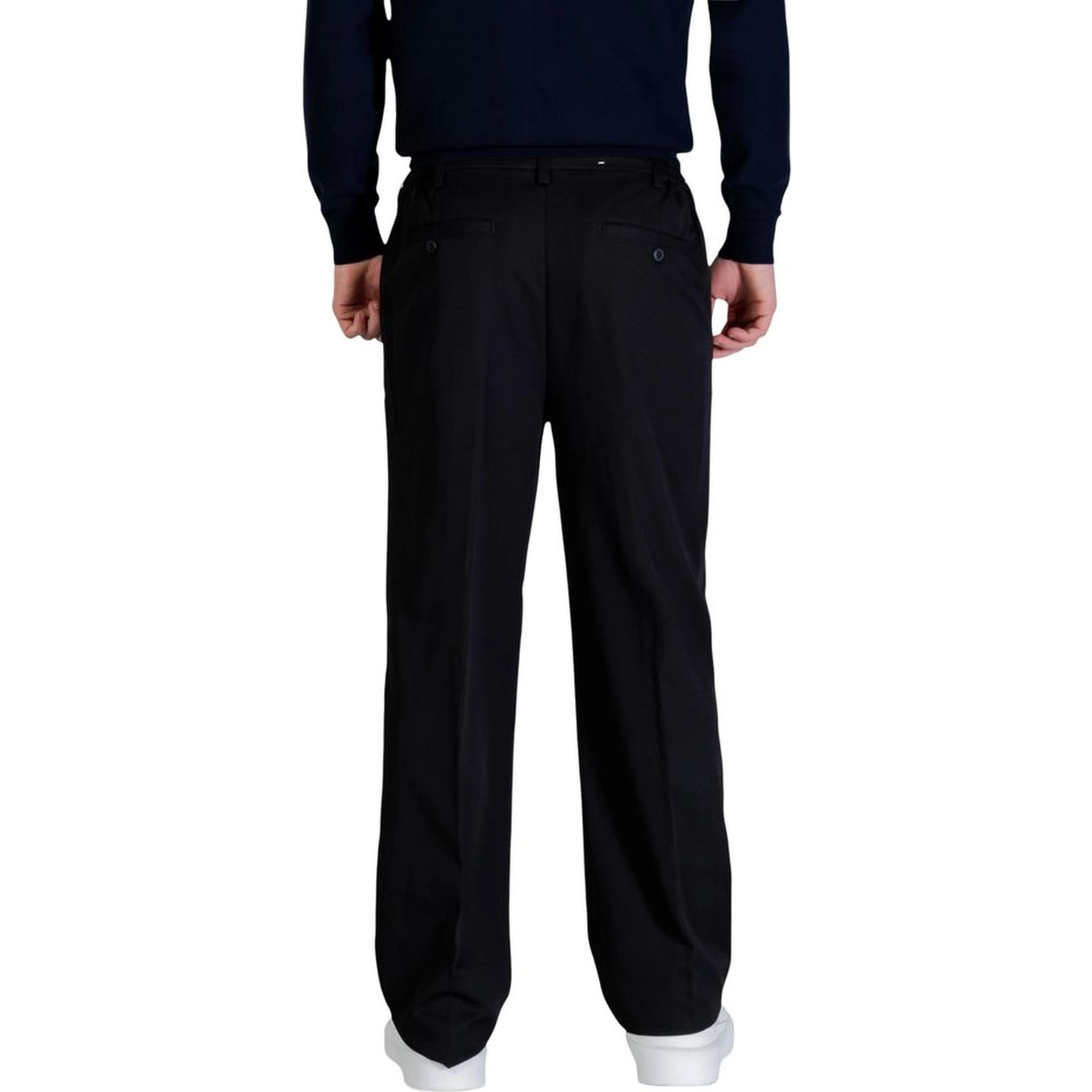 Black Recycled Polyester Casual Pants