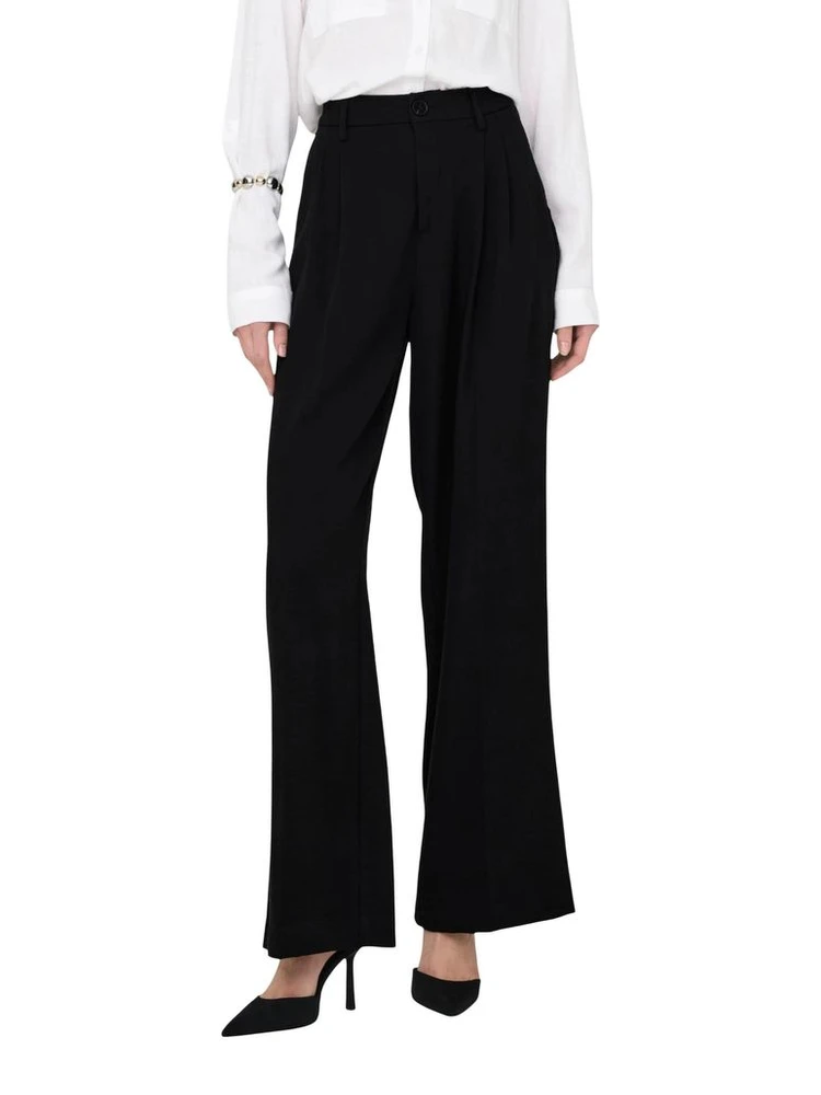 Black Viscose Casual Pants