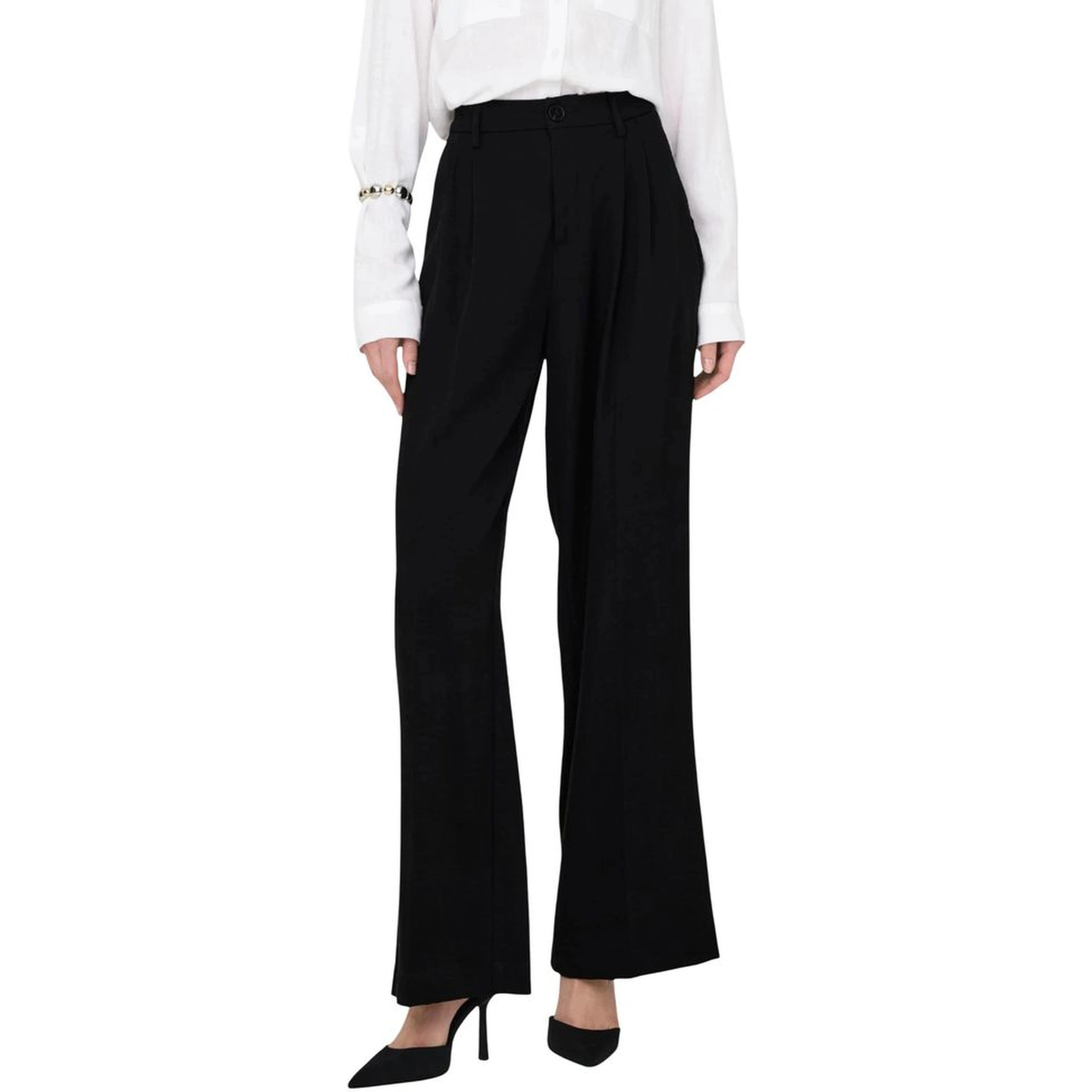Black Viscose Casual Pants