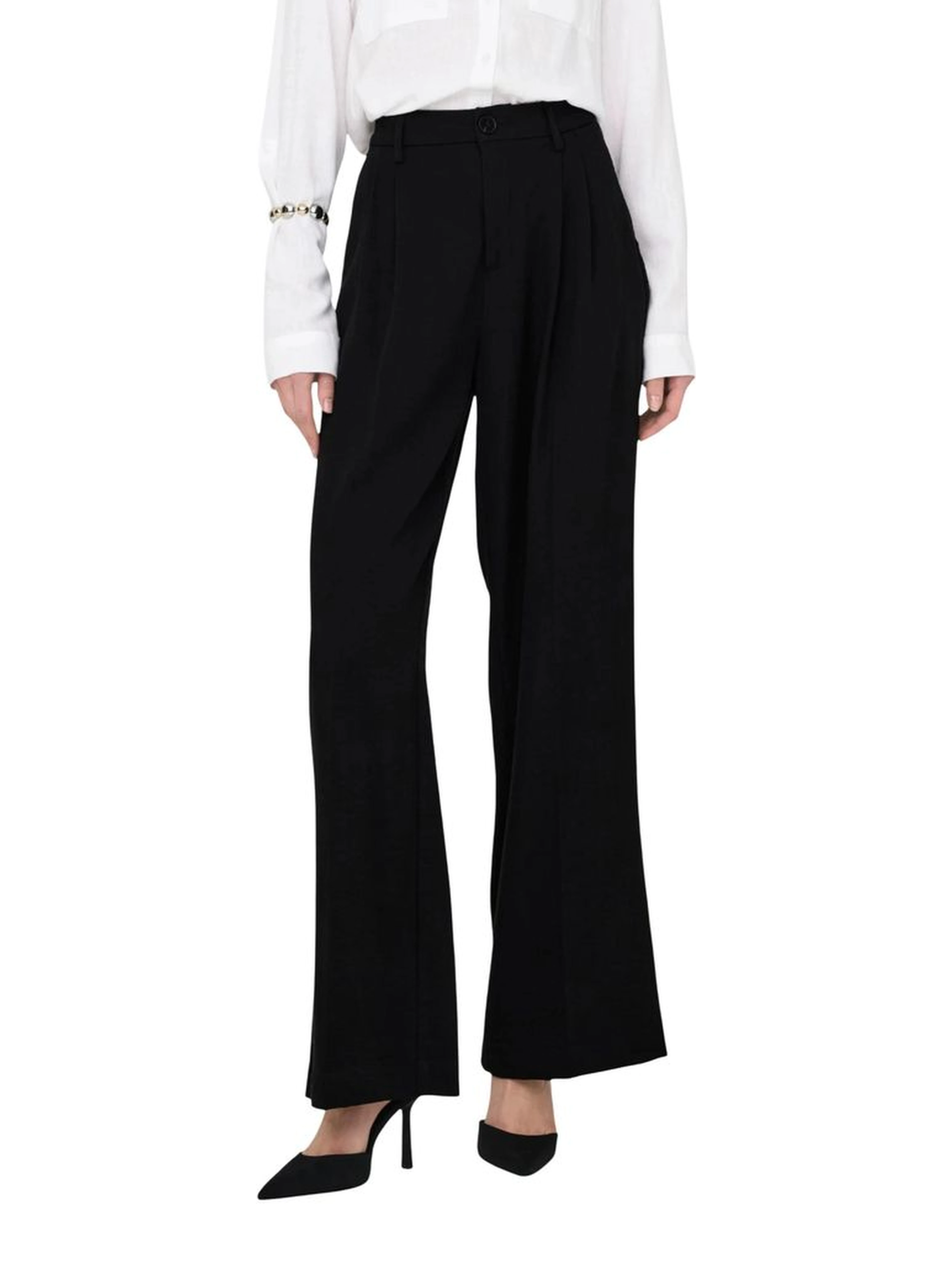 Black Viscose Casual Pants