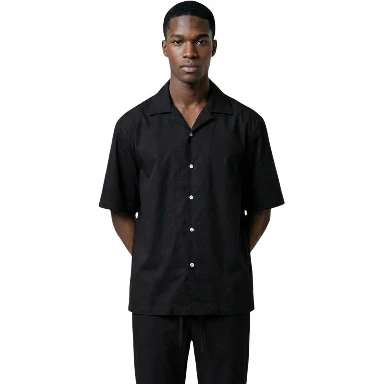 Black Cotton Shortsleeve Shirt