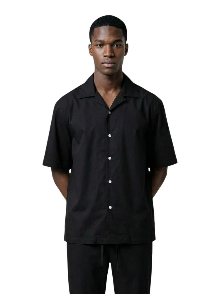 Black Cotton Shortsleeve Shirt