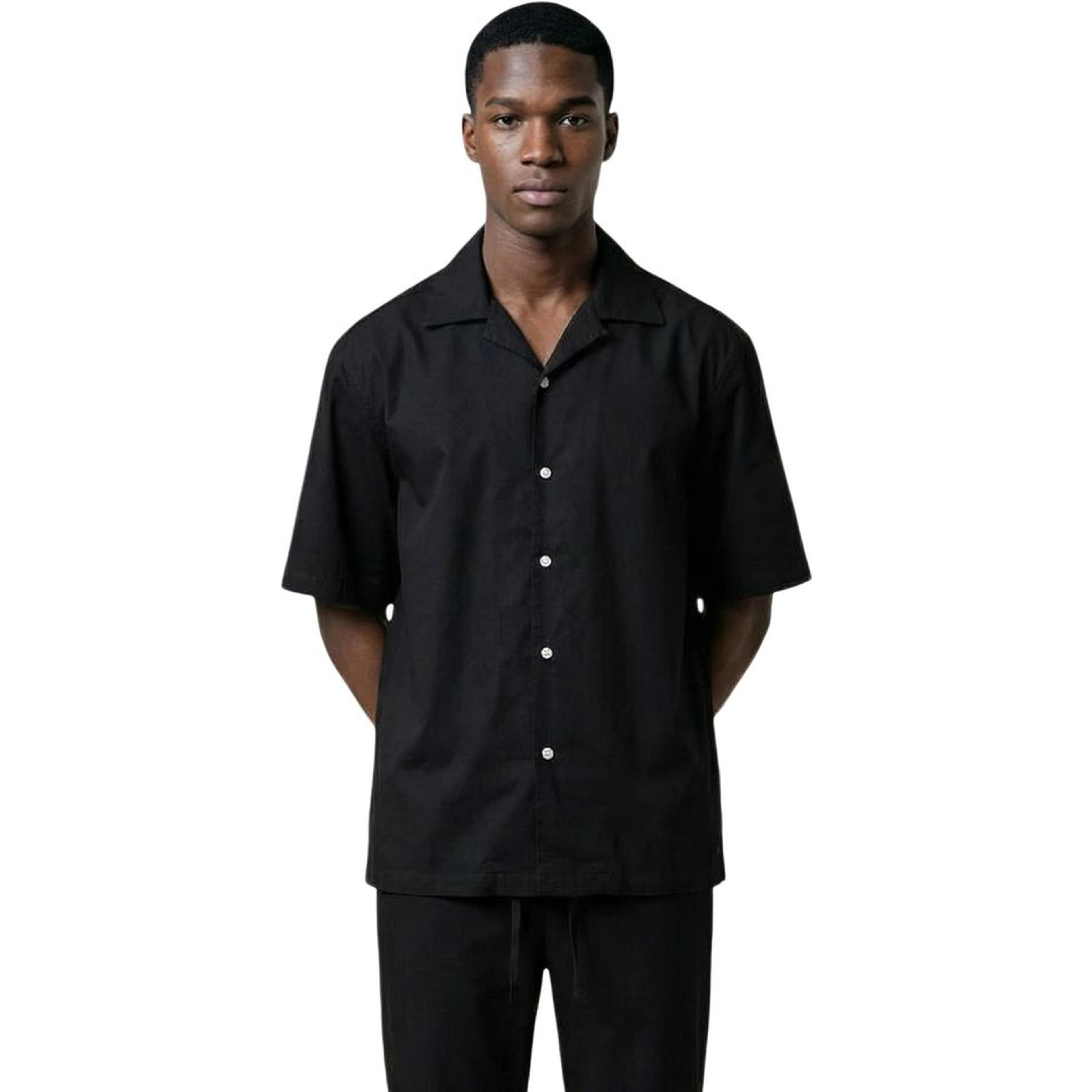 Black Cotton Shortsleeve Shirt