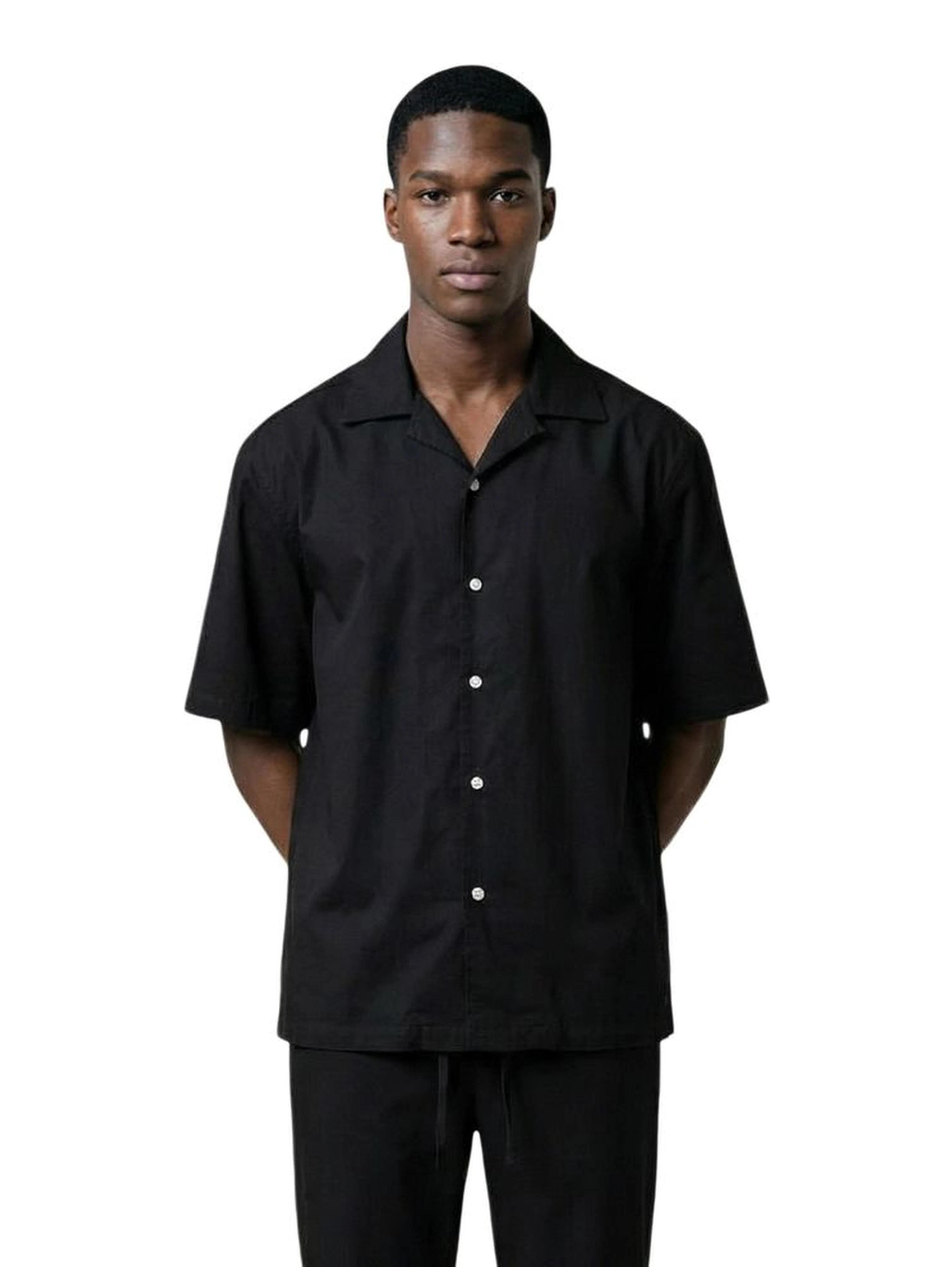 Black Cotton Shortsleeve Shirt