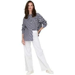 White Cotton Flared Pants