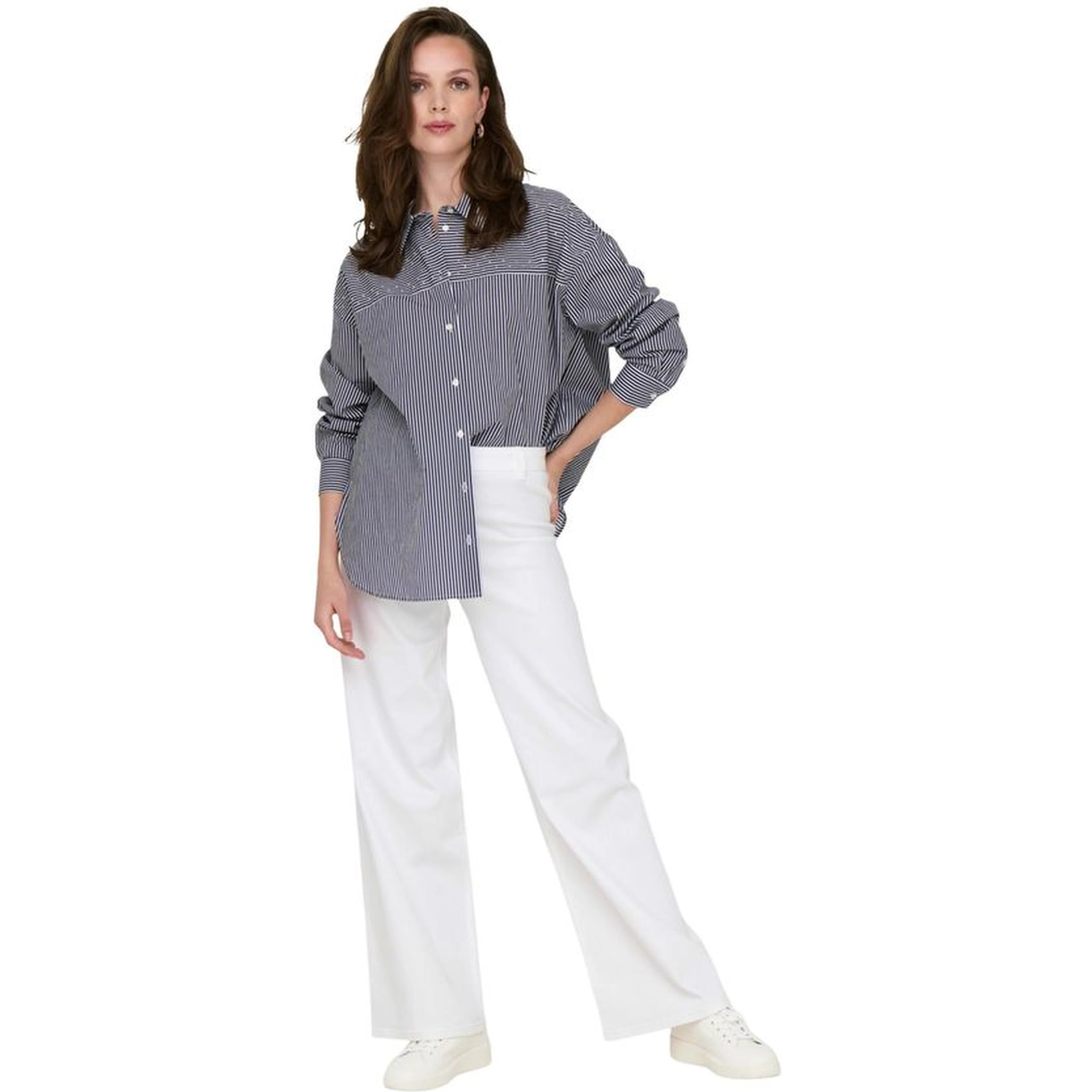 White Cotton Flared Pants