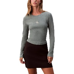 Bicolor Cotton Long Sleeve T-Shirt