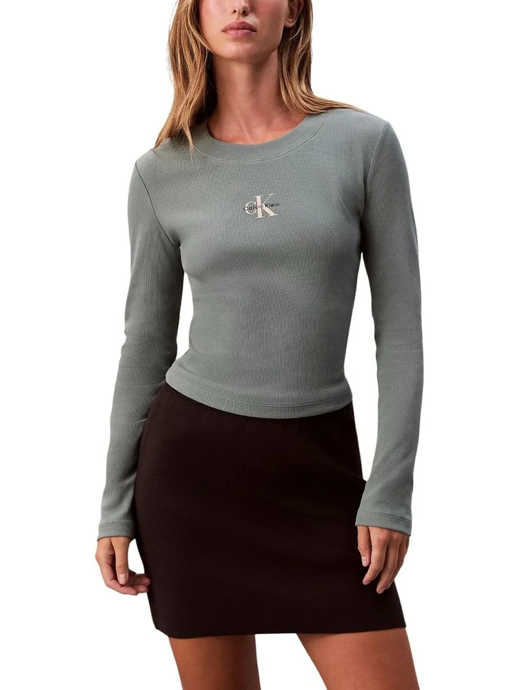 Bicolor Cotton Long Sleeve T-Shirt