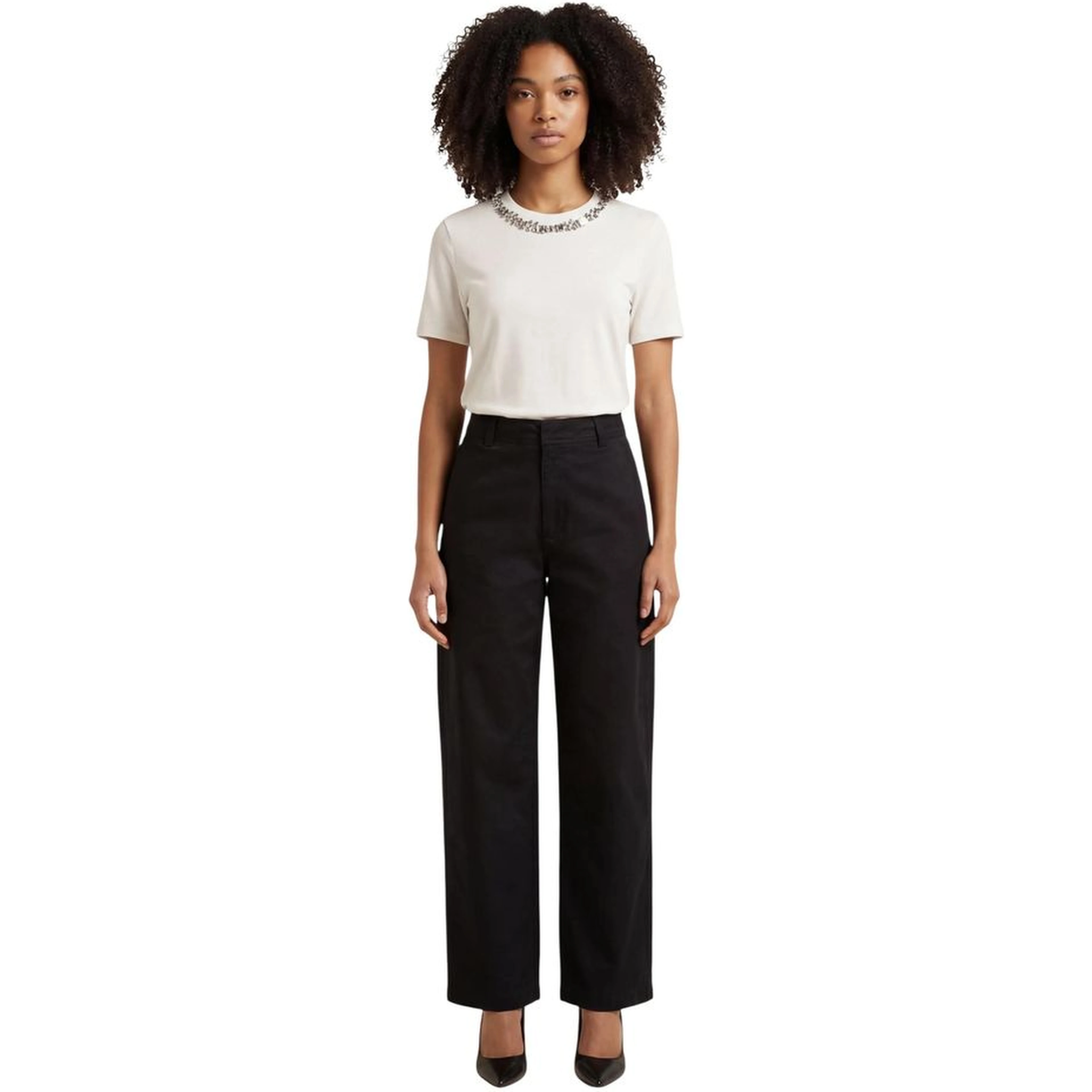 Black Cotton Casual Pants