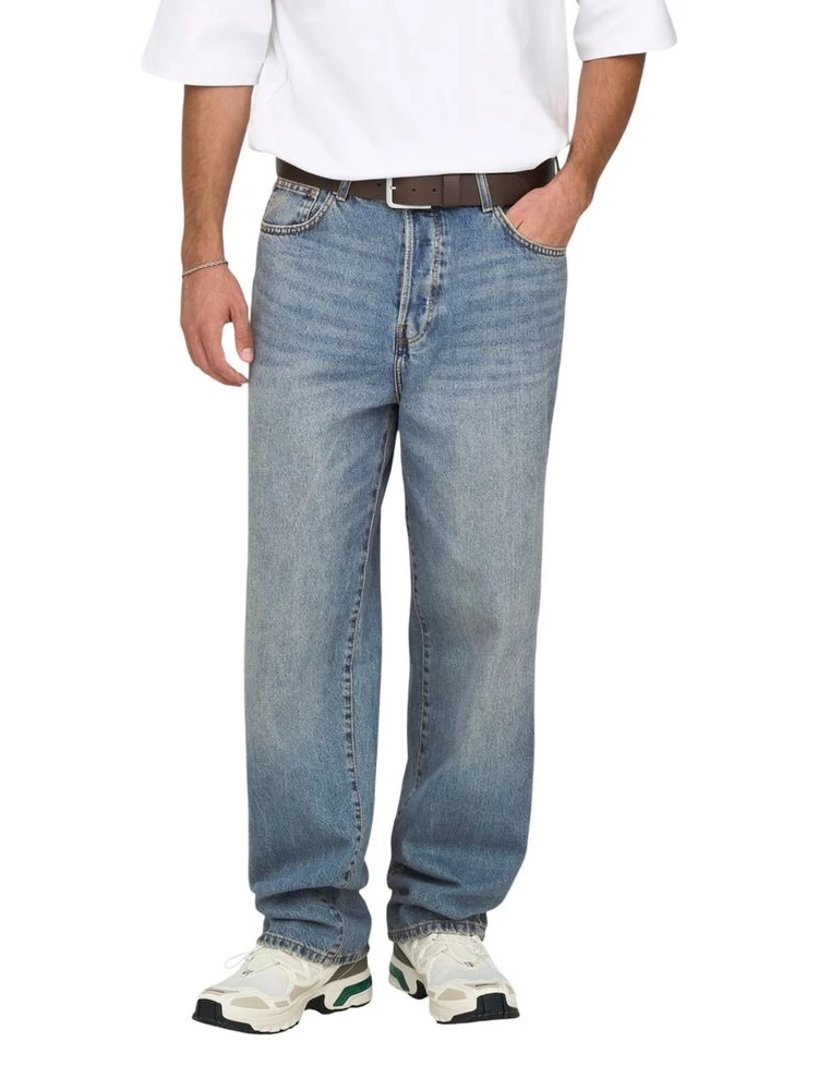 Blue Cotton Relaxed Fit Jeans