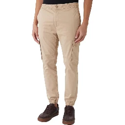 Beige Cotton Cargo Pants