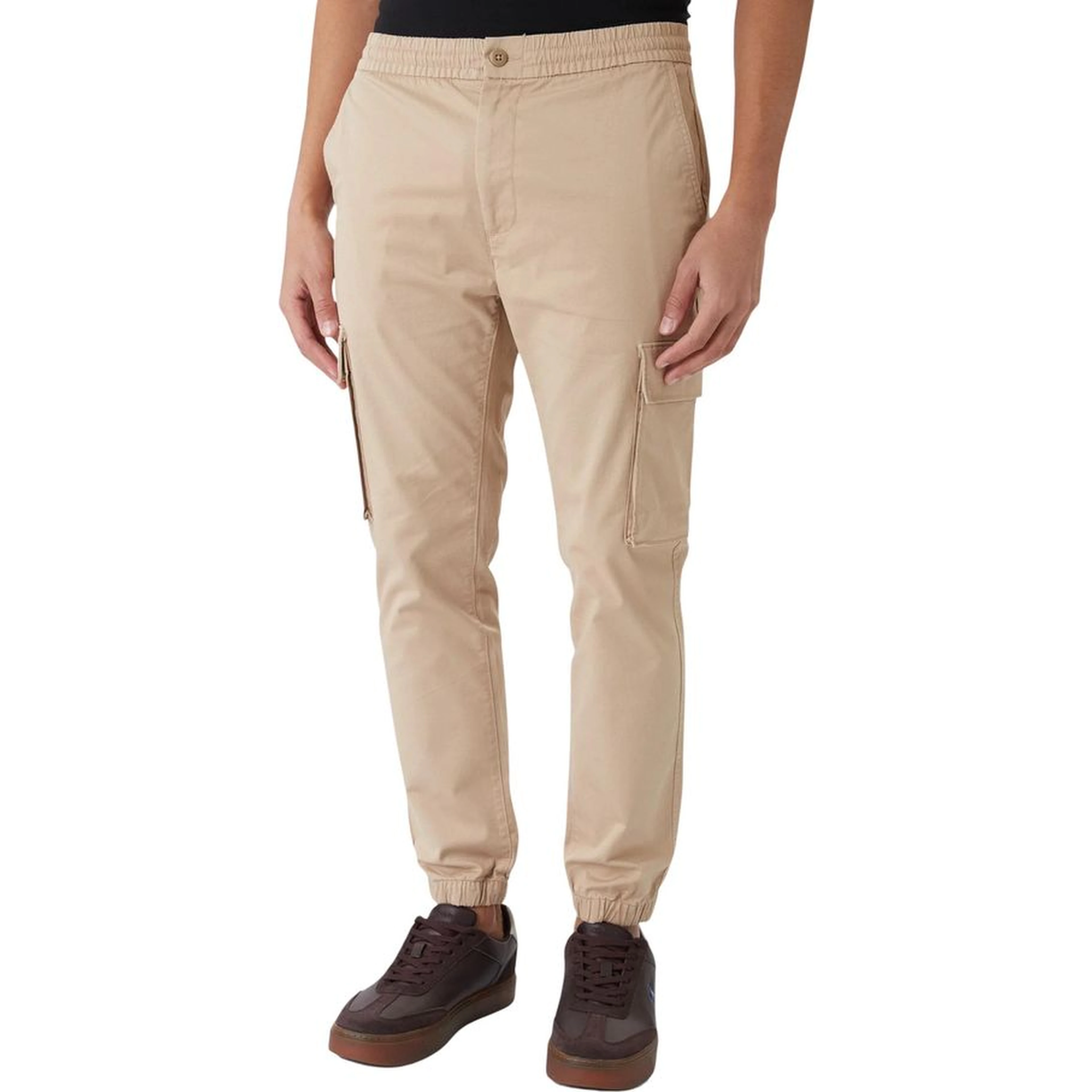 Beige Cotton Cargo Pants