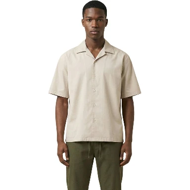 Beige Cotton Shortsleeve Shirt