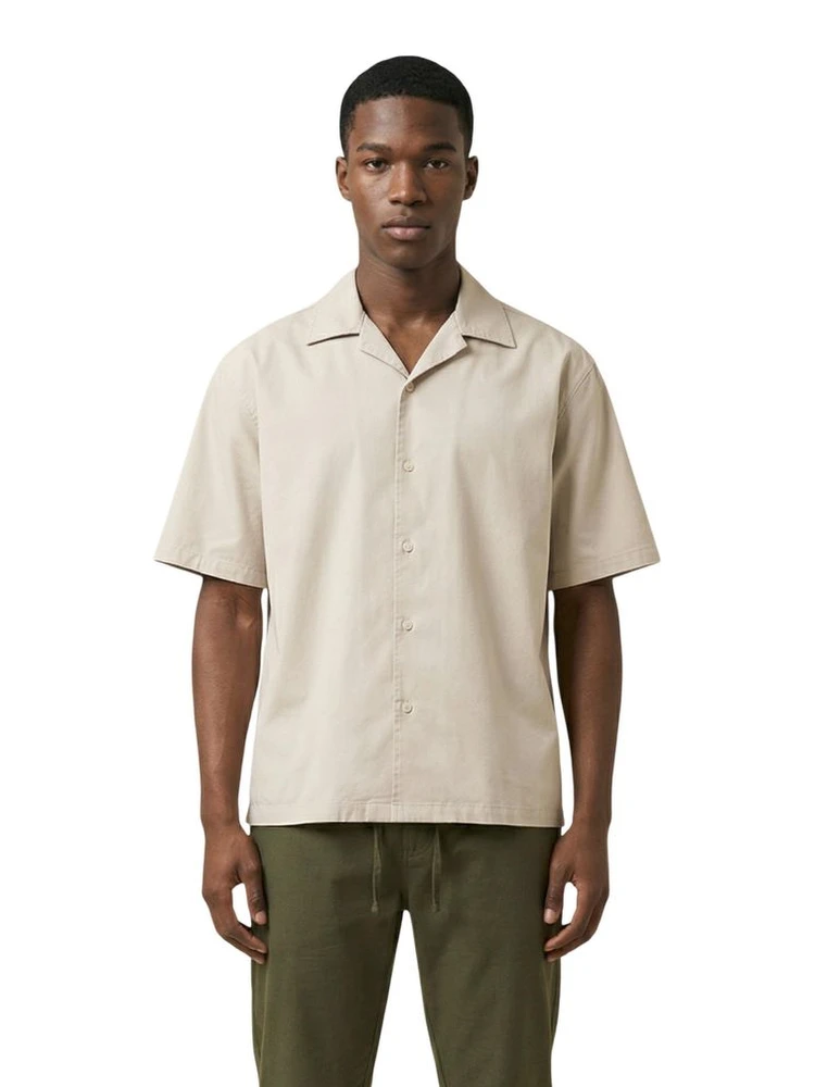 Beige Cotton Shortsleeve Shirt