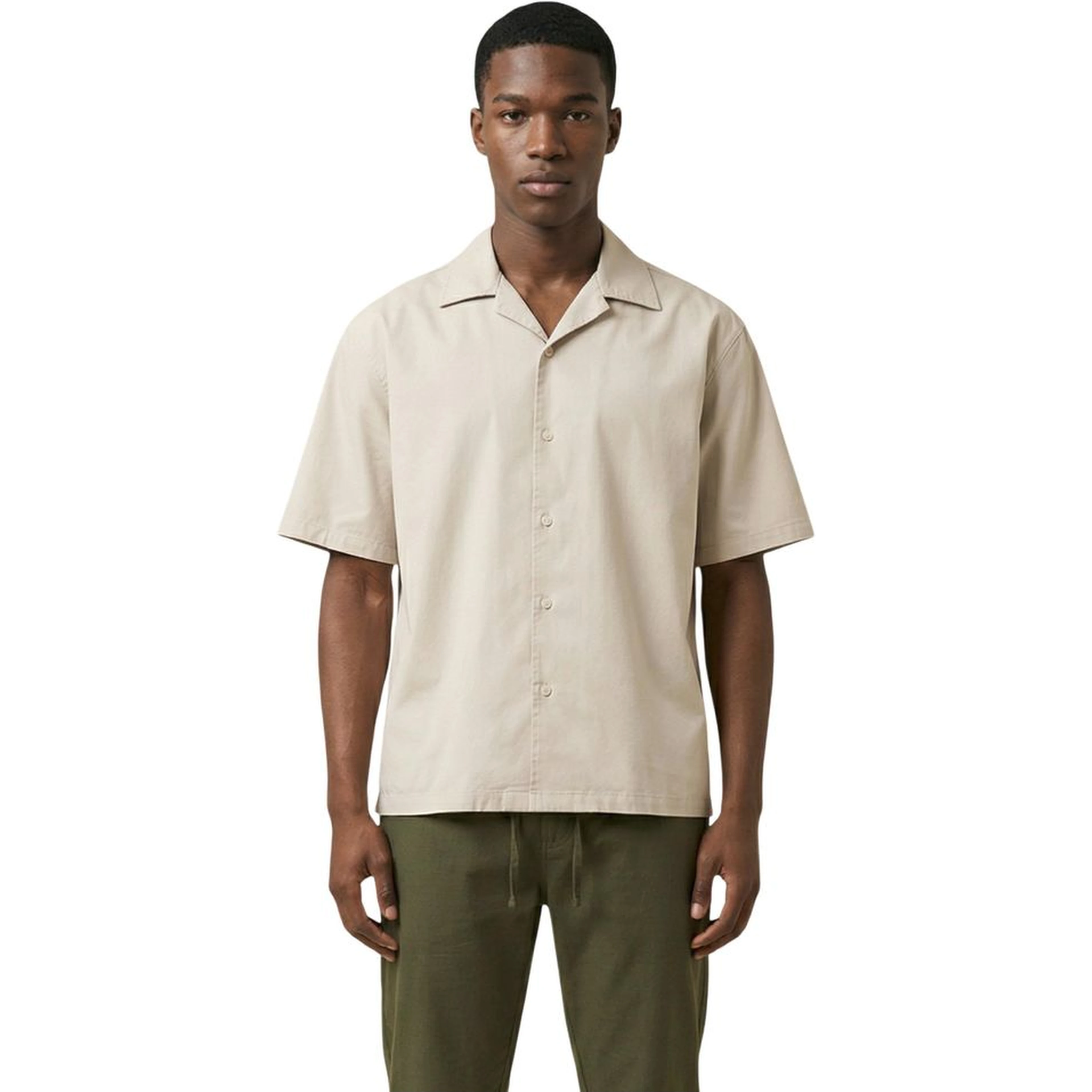 Beige Cotton Shortsleeve Shirt