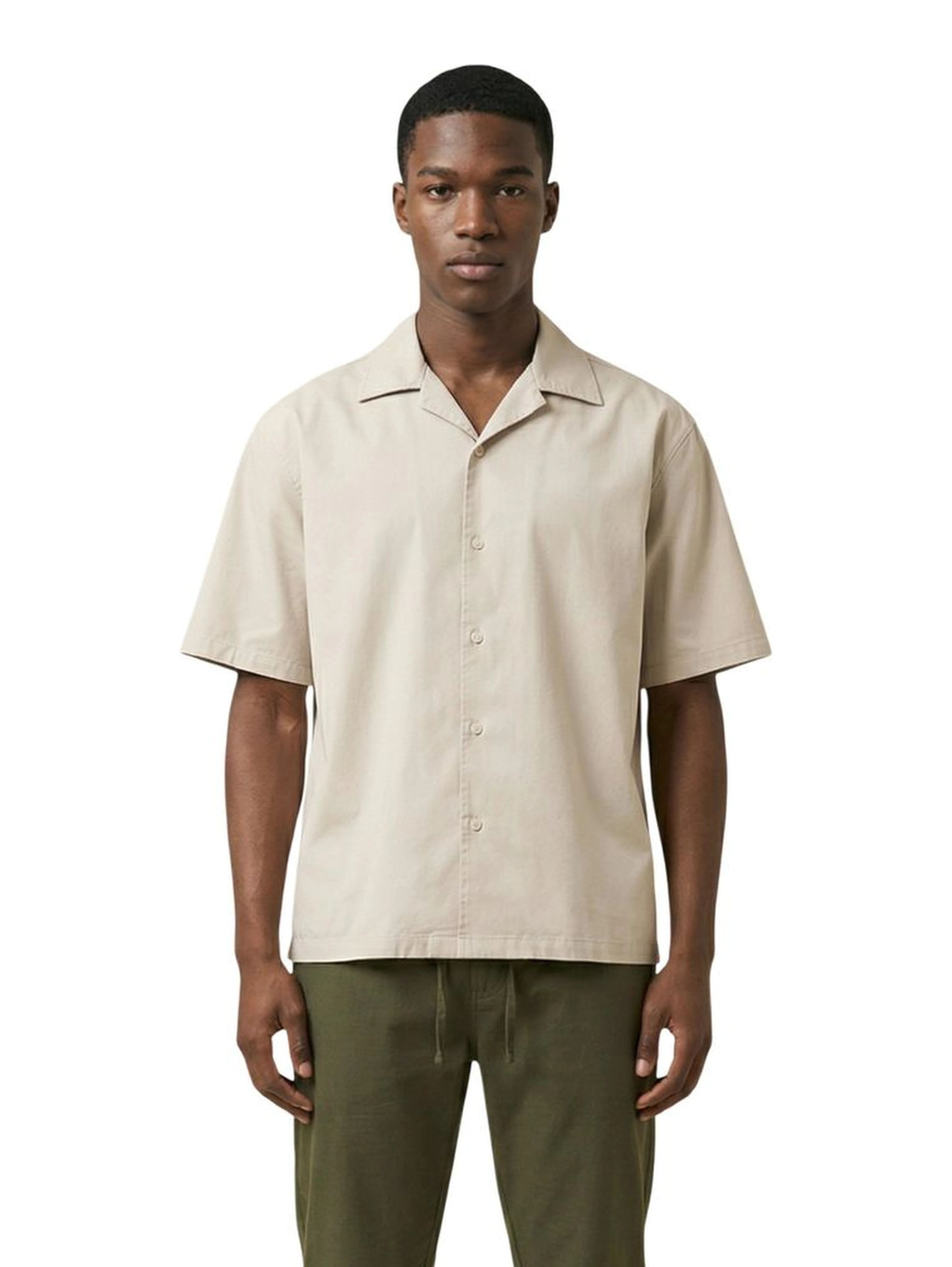 Beige Cotton Shortsleeve Shirt