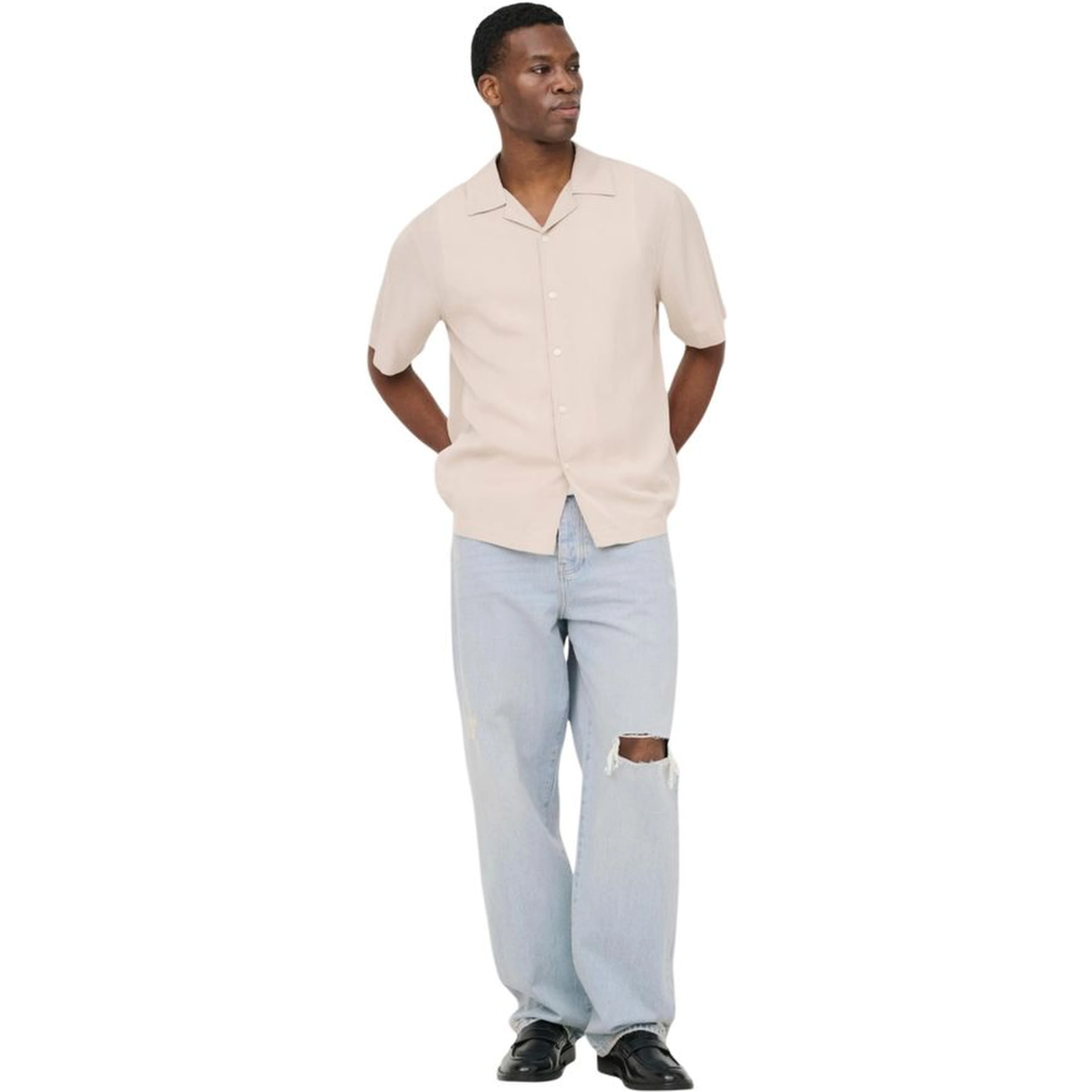 Beige Tencel Shortsleeve Shirt