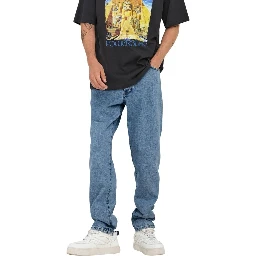 Light Blue Cotton Relaxed Fit Jeans