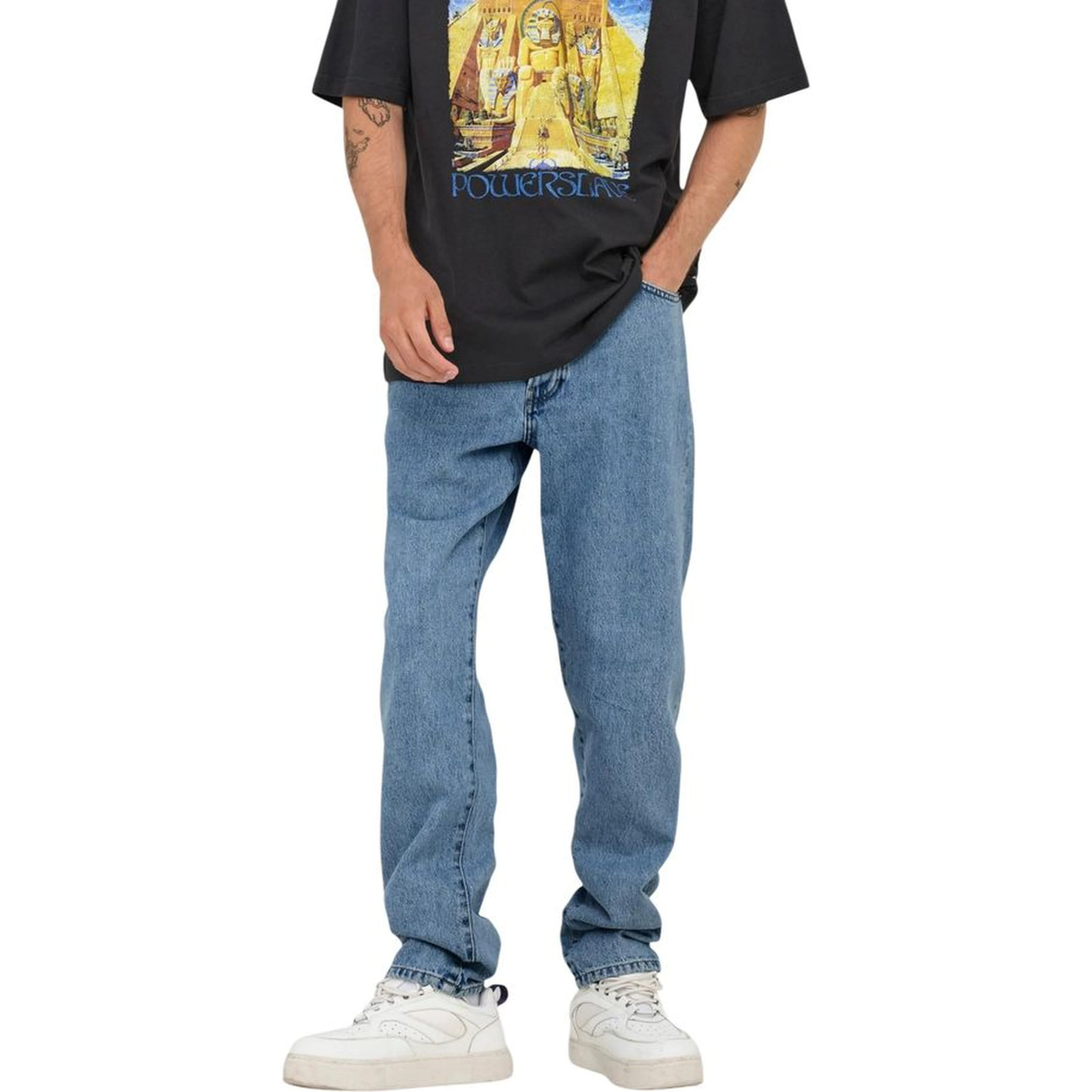 Light Blue Cotton Relaxed Fit Jeans