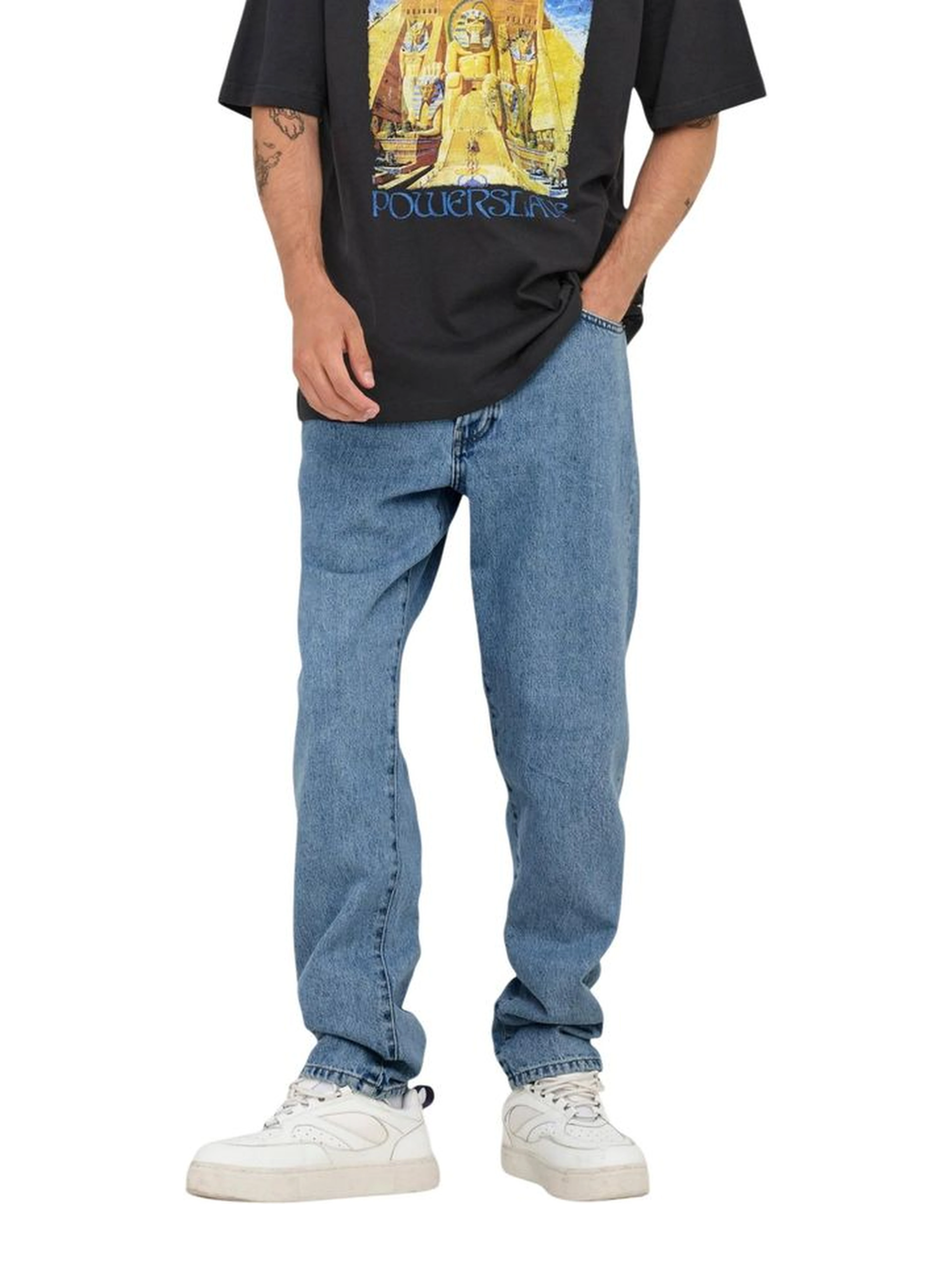 Light Blue Cotton Relaxed Fit Jeans